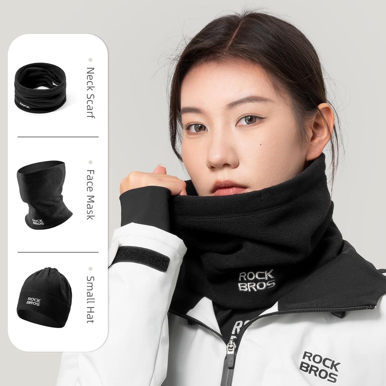imageROCKBROS Winter Balaclava Ski Mask for Men Cold Weather Face Cover Windproof Fleece Thermal Scarf Mask Breathable for Skiing Cycling Snowboarding