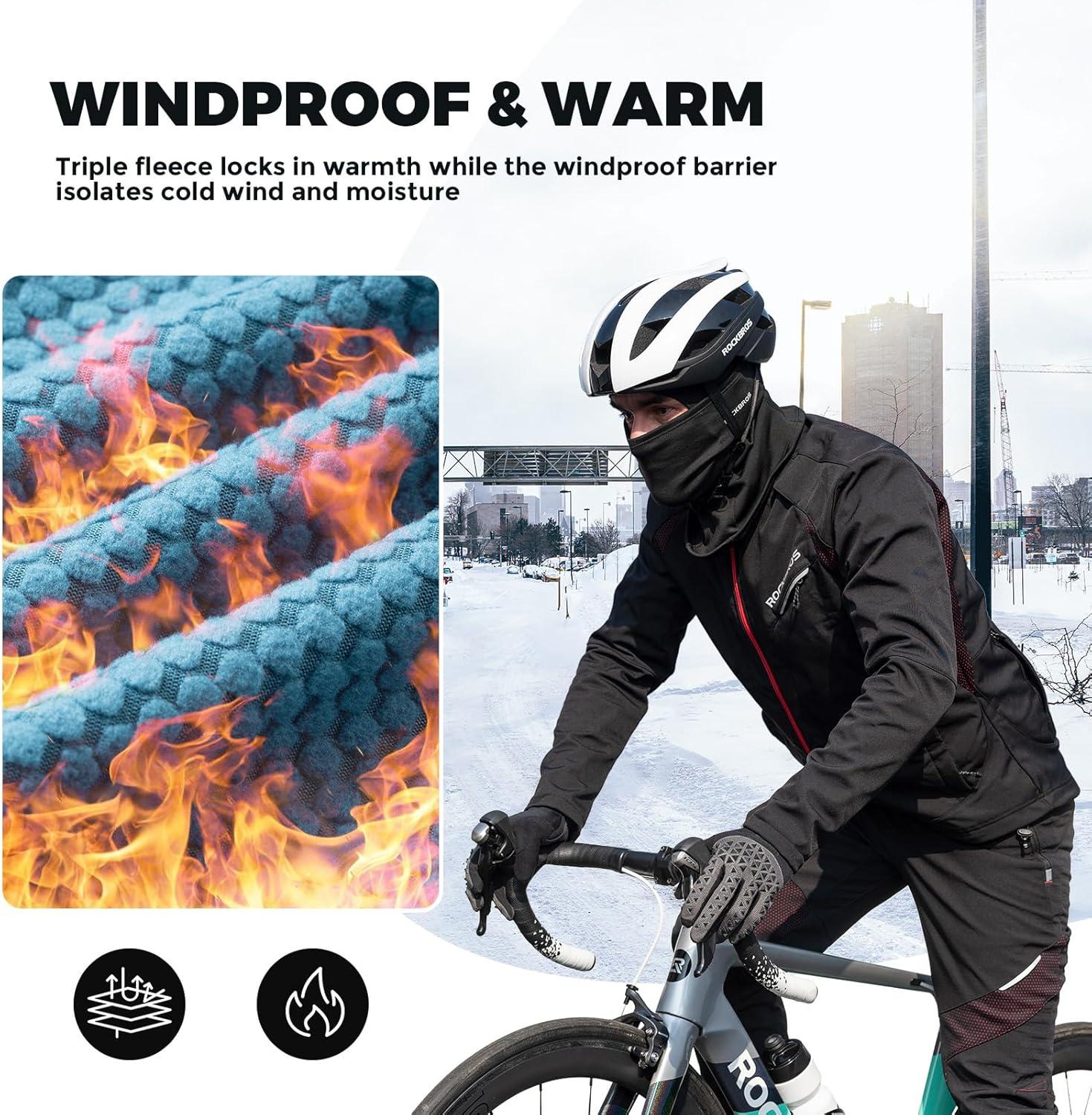 imageROCKBROS Winter Cycling Pants Warm Ergonomics Mens Windproof Thermal Bicycling Pants BlackBlack