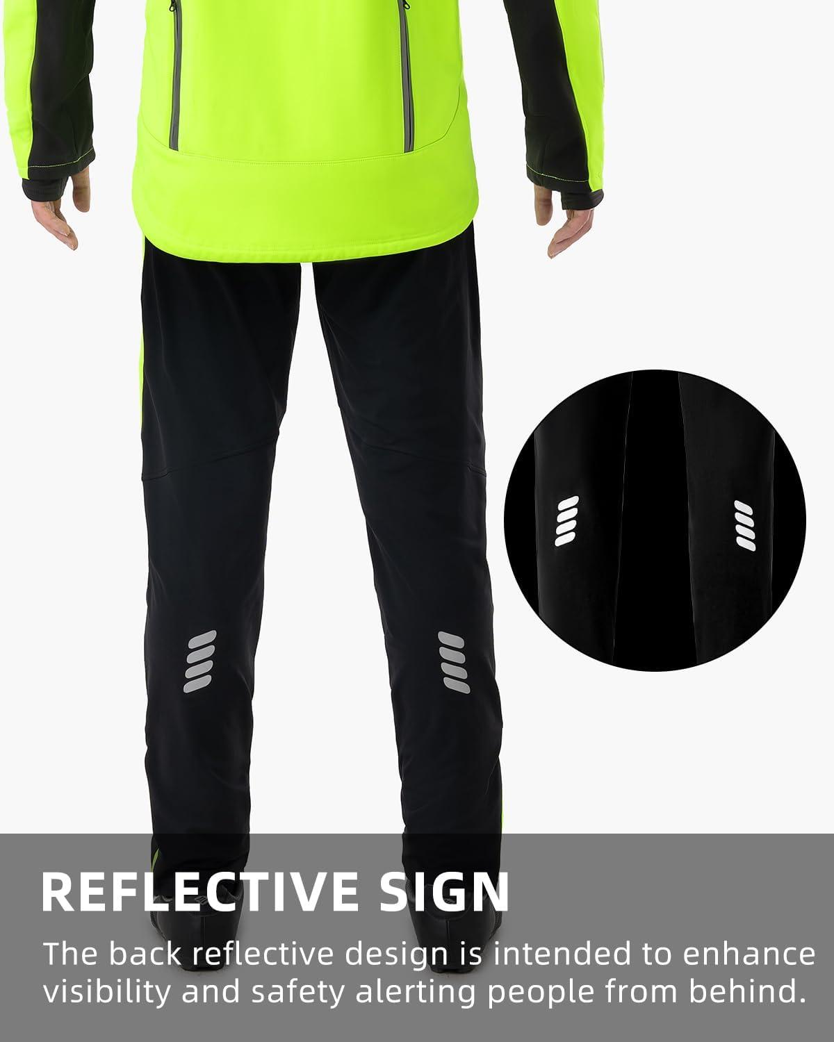 imageROCKBROS Winter Cycling Pants Windproof Warm Bike Pants for Men Cold Weather Cycling Pants Fleece Lined Outdoor Hiking PantsBlack