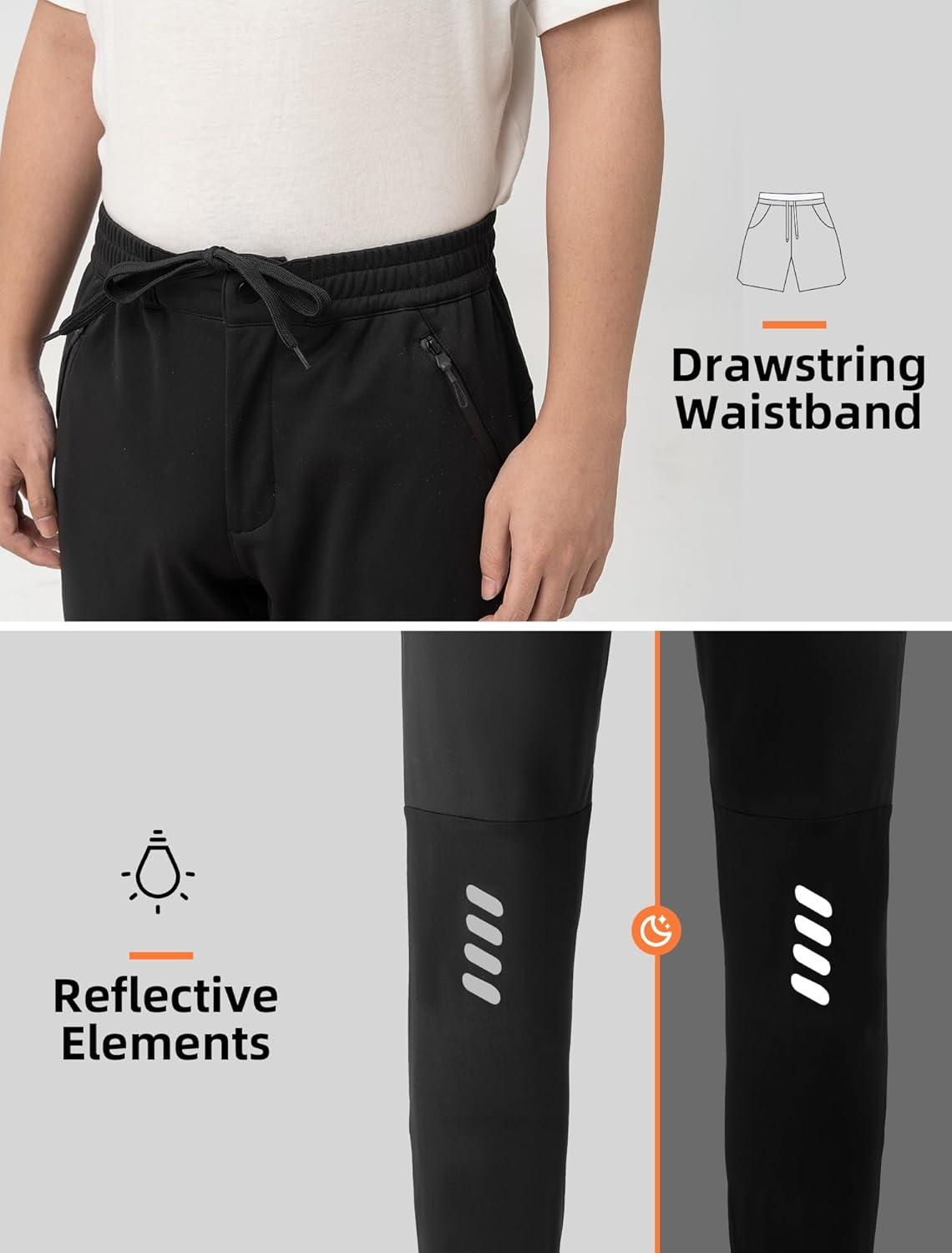 imageROCKBROS Winter Cycling Pants for Men Thermal Fleece Lined Mountain Bike Pants Universal Fit Cycling Pants for Cold WeatherBlack