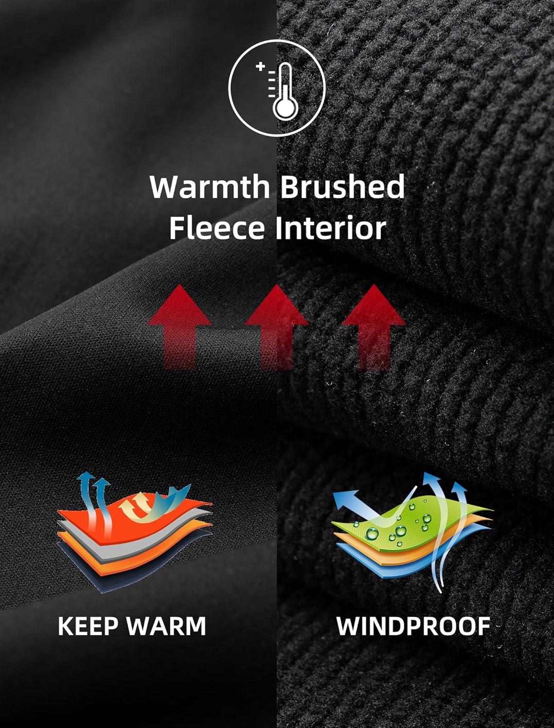 imageROCKBROS Winter Cycling Pants for Men Thermal Fleece Lined Mountain Bike Pants Universal Fit Cycling Pants for Cold WeatherBlack
