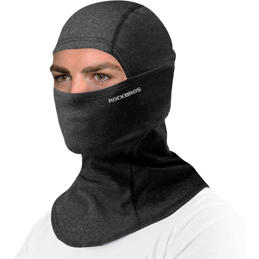 imageROCKBROS Cold Weather Balaclava Ski Mask for Men Windproof Thermal Winter Scarf Mask Women Neck Warmer Hood for CyclingBlack Grey