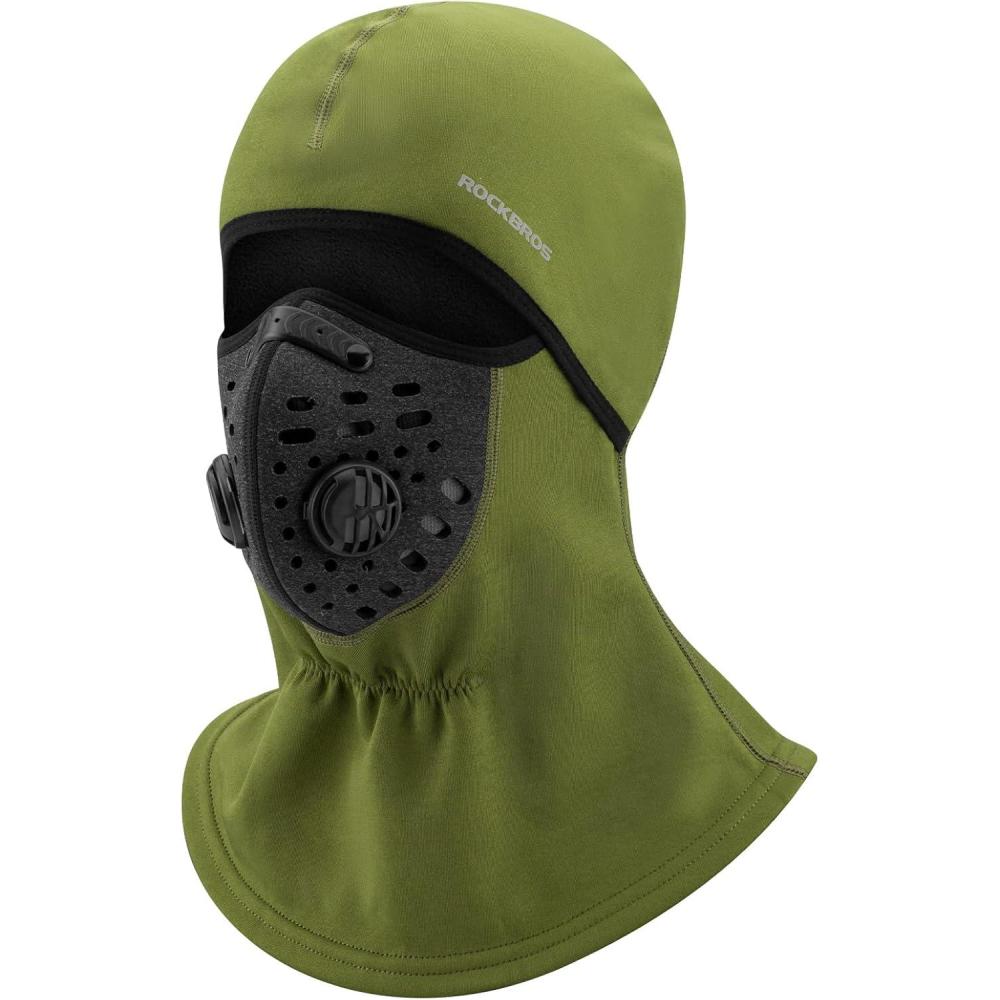 imageROCKBROS Ski Mask Balaclava Winter Mask for Men Baclava Cold Weather ThermalGreen