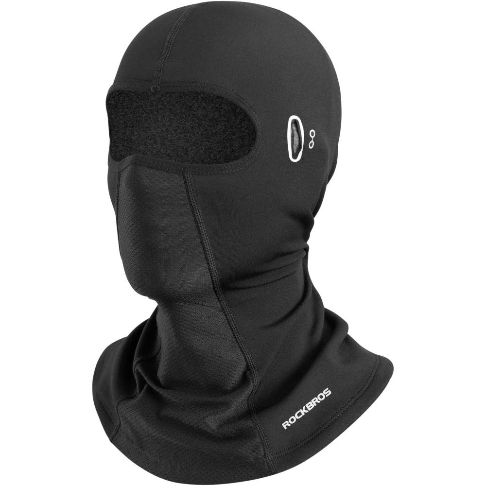 imageROCKBROS Ski Mask for Men Women Winter Balaclava Ski Mask Under Helmets with Glasses Holes Thermal Fleece for Cold WeatherBlack Long Neck 1