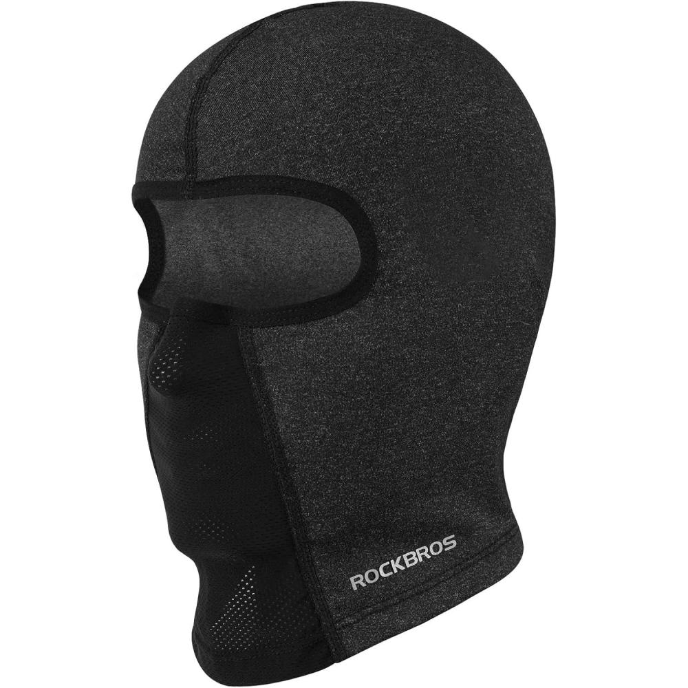 imageROCKBROS Ski Mask for Men Women Winter Balaclava Ski Mask Under Helmets with Glasses Holes Thermal Fleece for Cold WeatherGrey Short Neck 2