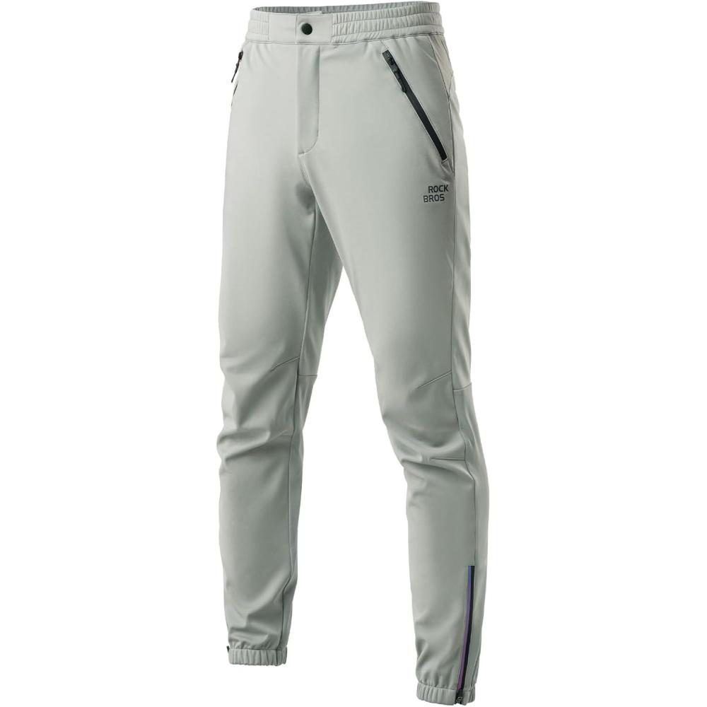 imageROCKBROS Winter Cycling Pants for Men Cold Weather Bike Pants Drawstring Sports Jogger Pants for MensGray