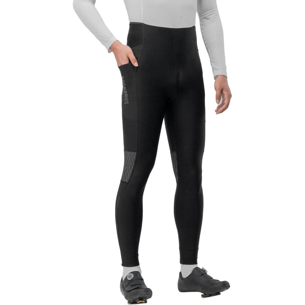 imageROCKBROS Winter Cycling PantsThermal Bike Pants for Men 3 Pockets Mountain Bike Pant Fleece Compression Leggings