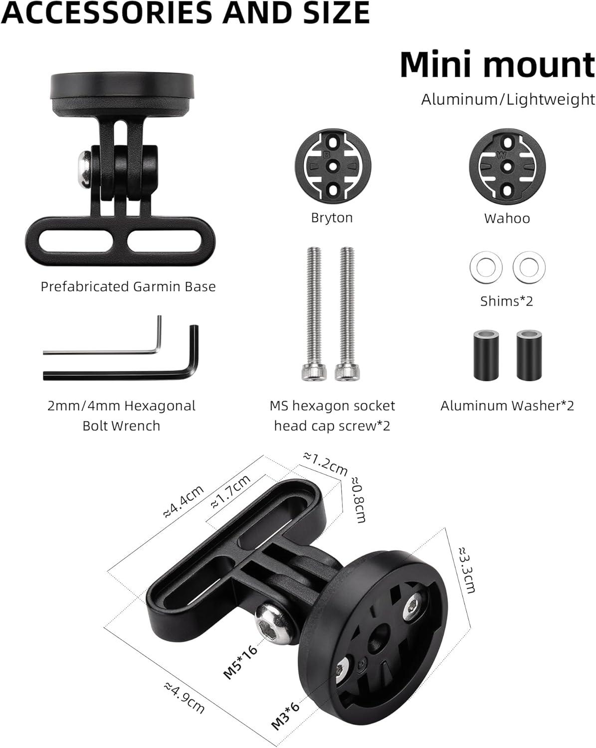 imageROCKBROS Bike Computer Mount Adjustable OutFront Bicycle Computer Mount Aluminum Integrated Cycling Computer Mount Compatible with Garmin Bryton Go Pro for Handlebar Clamp Diameter up to 4 cmMini mount