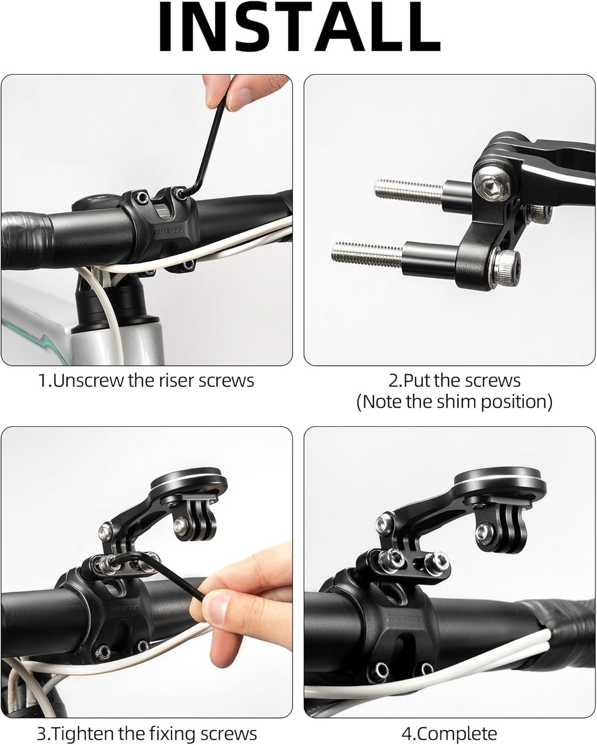 imageROCKBROS Bike Computer Mount Adjustable OutFront Bicycle Computer Mount Aluminum Integrated Cycling Computer Mount Compatible with Garmin Bryton Go Pro for Handlebar Clamp Diameter up to 4 cmBasic mount