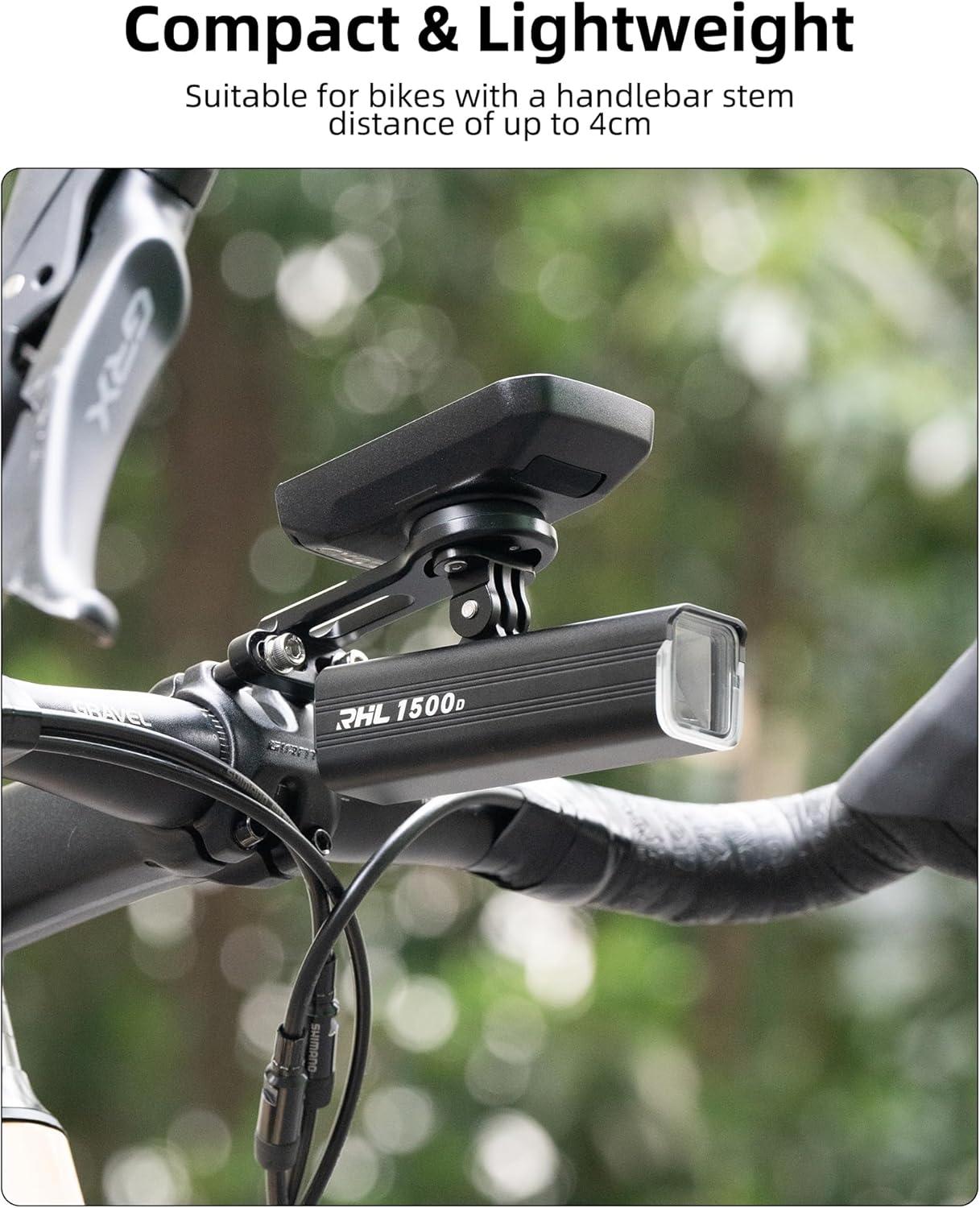 imageROCKBROS Bike Computer Mount Adjustable OutFront Bicycle Computer Mount Aluminum Integrated Cycling Computer Mount Compatible with Garmin Bryton Go Pro for Handlebar Clamp Diameter up to 4 cmBasic mount