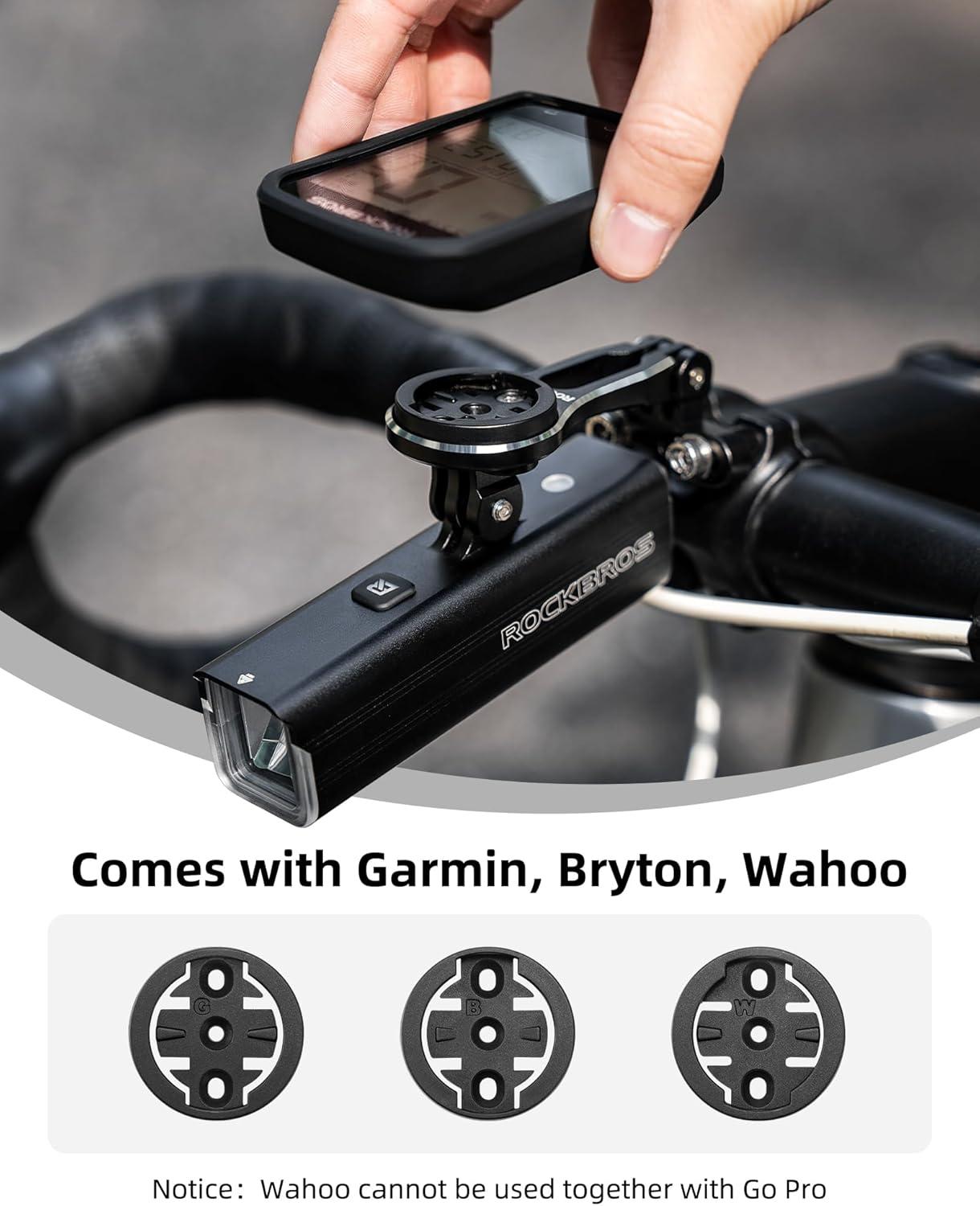 imageROCKBROS Bike Computer Mount Adjustable OutFront Bicycle Computer Mount Aluminum Integrated Cycling Computer Mount Compatible with Garmin Bryton Go Pro for Handlebar Clamp Diameter up to 4 cmMini mount