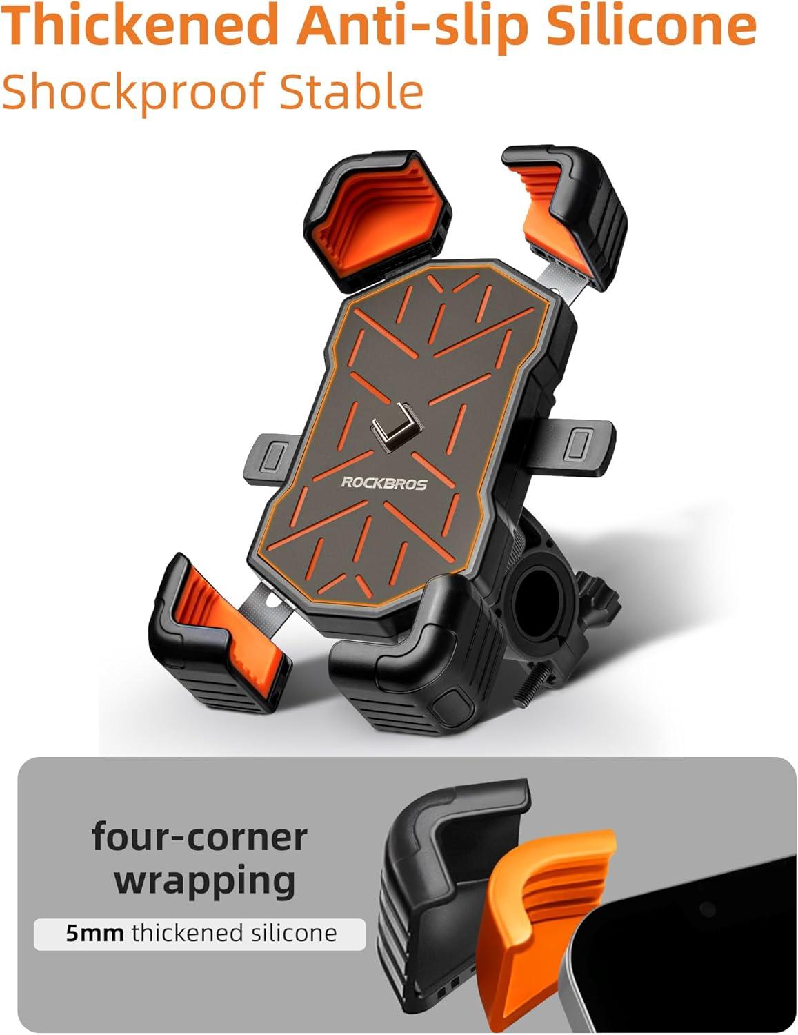 imageROCKBROS Bike Phone Holder Mount for 4571 Phones Quick Release Handlebar Clamp 360 Rotatable Motorcycle MountGrey