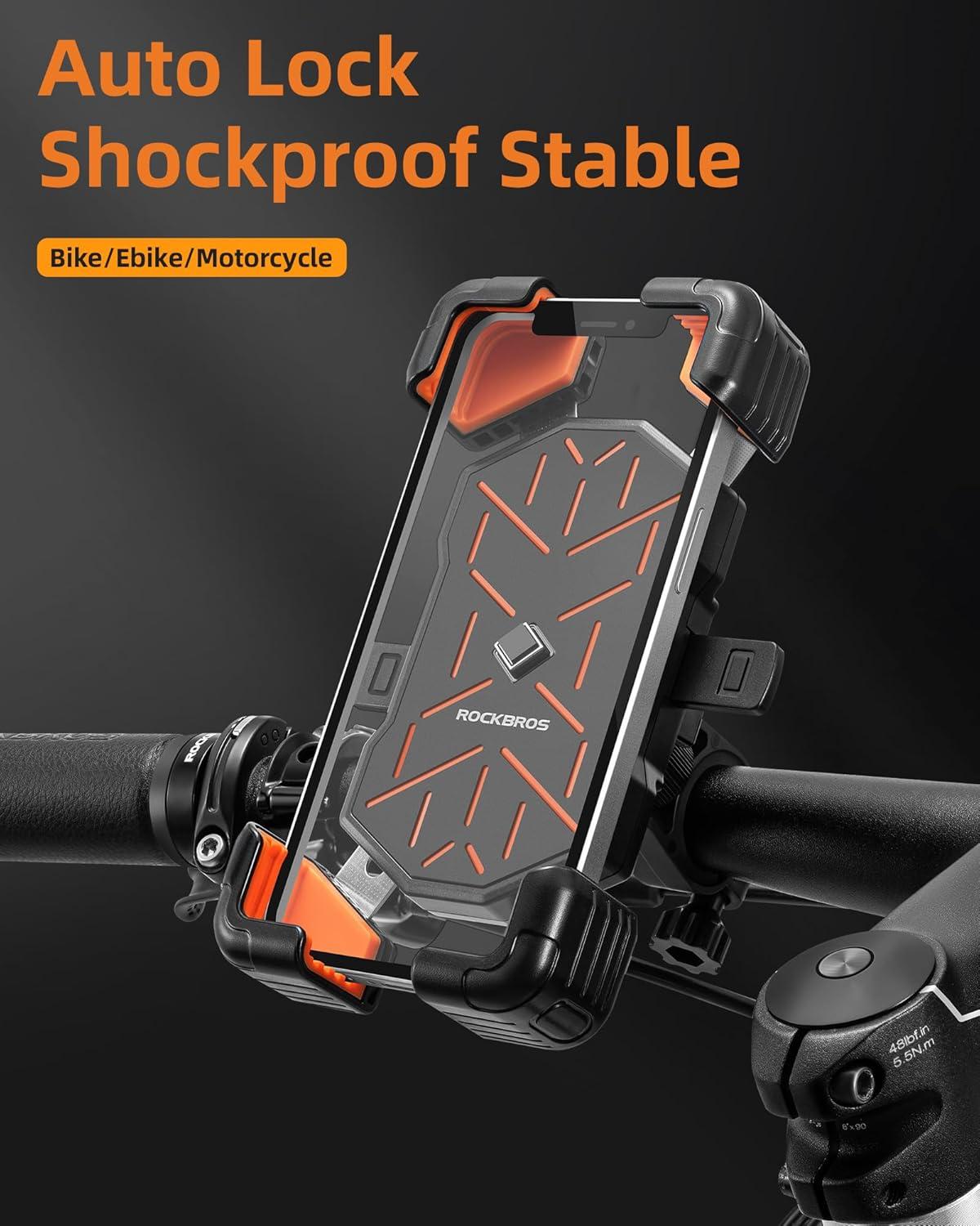 imageROCKBROS Bike Phone Holder Mount for 4571 Phones Quick Release Handlebar Clamp 360 Rotatable Motorcycle MountGrey