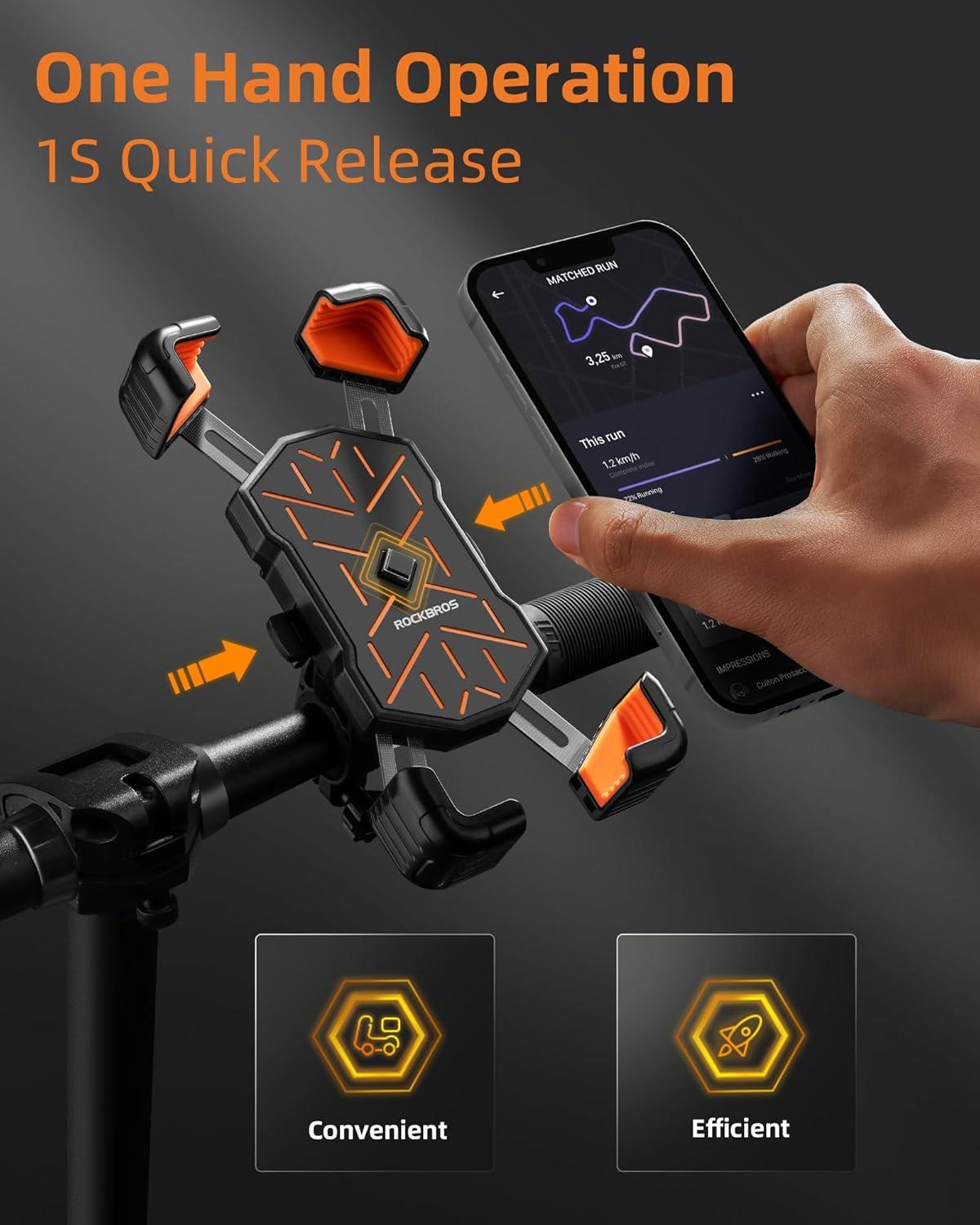 imageROCKBROS Bike Phone Holder Mount for 4571 Phones Quick Release Handlebar Clamp 360 Rotatable Motorcycle MountGrey