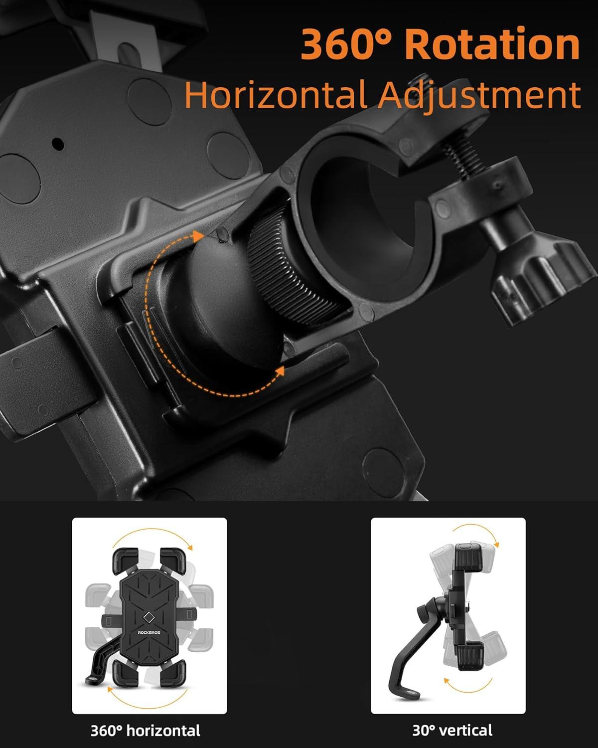 imageROCKBROS Bike Phone Holder Mount for 4571 Phones Quick Release Handlebar Clamp 360 Rotatable Motorcycle MountGrey