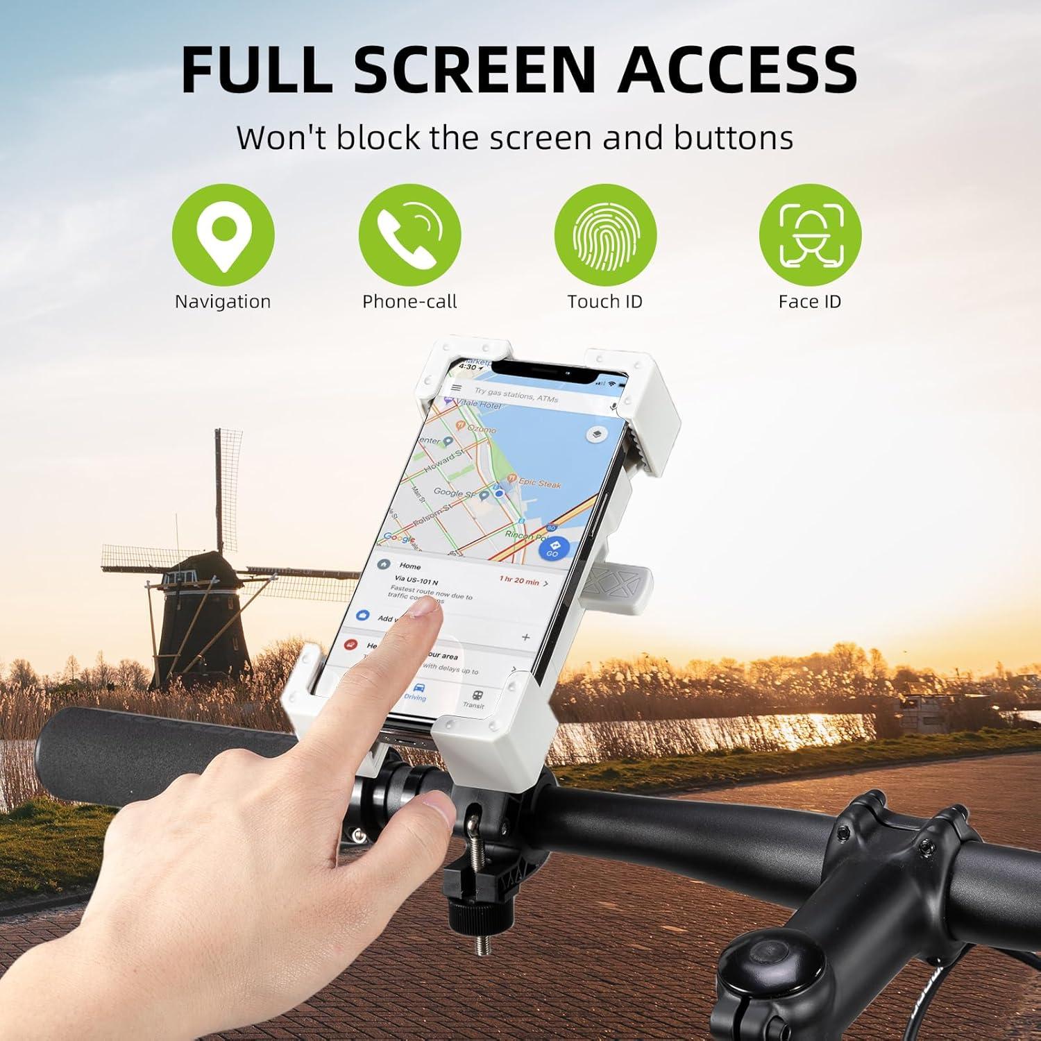 imageROCKBROS Bike Phone Mount HolderMotorcycle Phone Mount Phone Holder for Bike Motorcycle EBike Cell Phone Clamp for iPhone 16 15 Pro Max 1413 Galaxy S10 and More 4572Green
