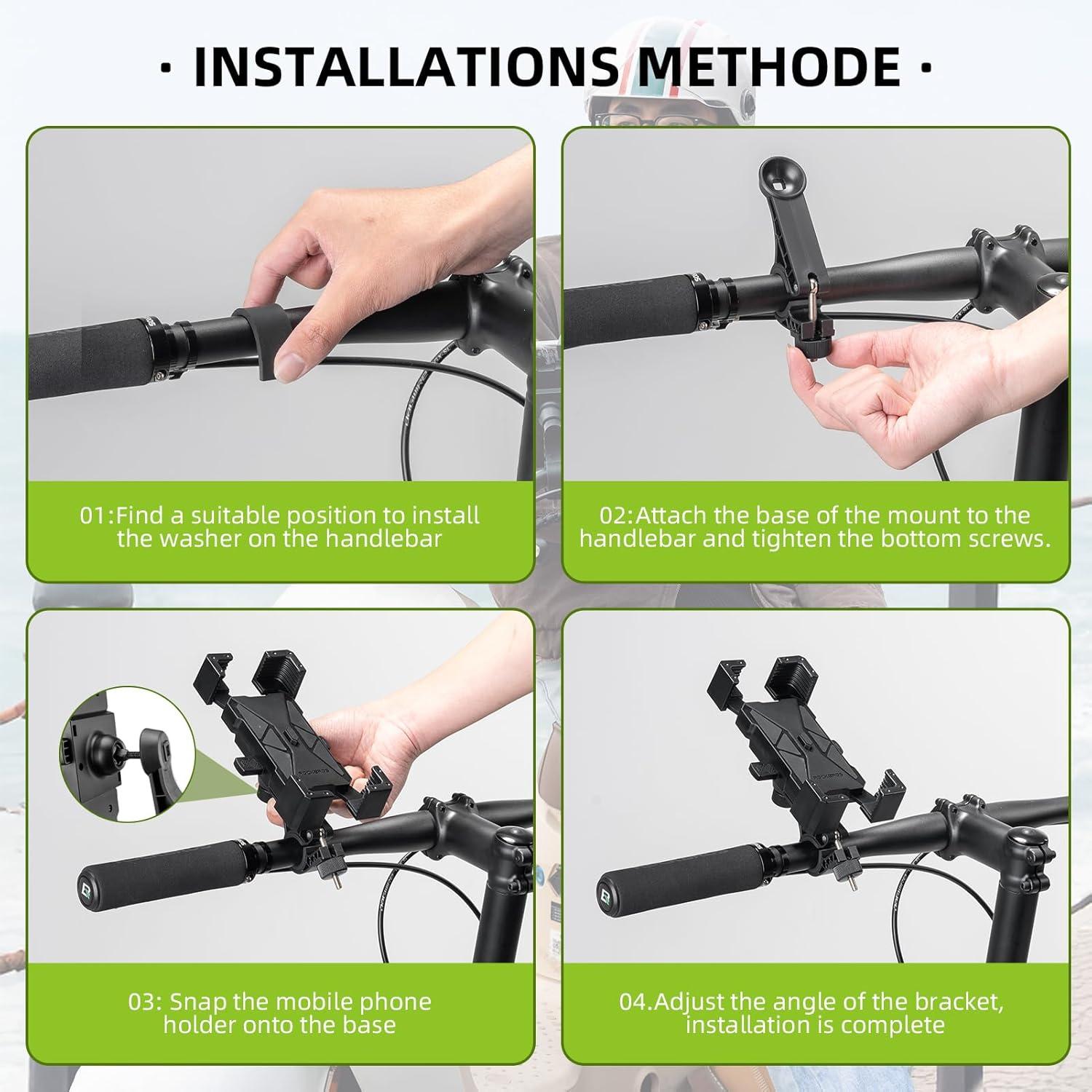 imageROCKBROS Bike Phone Mount HolderMotorcycle Phone Mount Phone Holder for Bike Motorcycle EBike Cell Phone Clamp for iPhone 16 15 Pro Max 1413 Galaxy S10 and More 4572White
