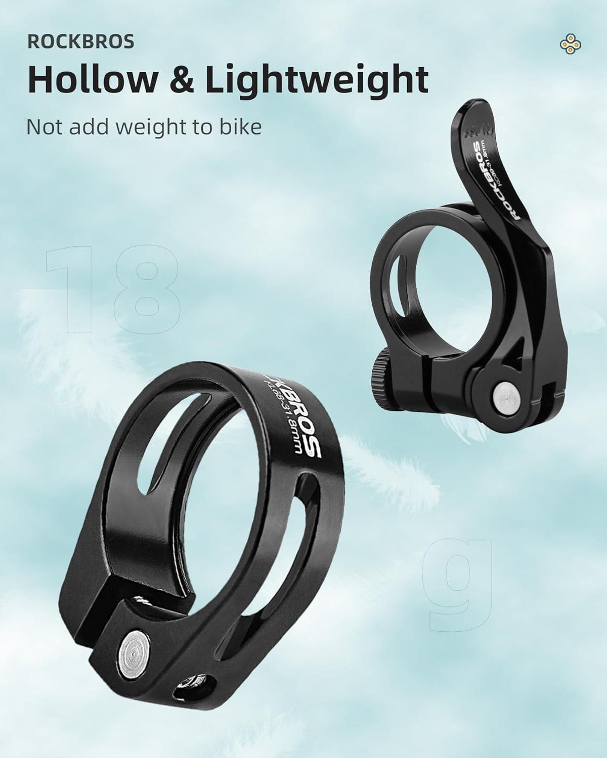 imageROCKBROS Bike Seat Post Clamp 318349mm Aluminum Tube Quick Release for 272286mm304318mm Mountain Road Seat Tube ClipQuick Release 318mm