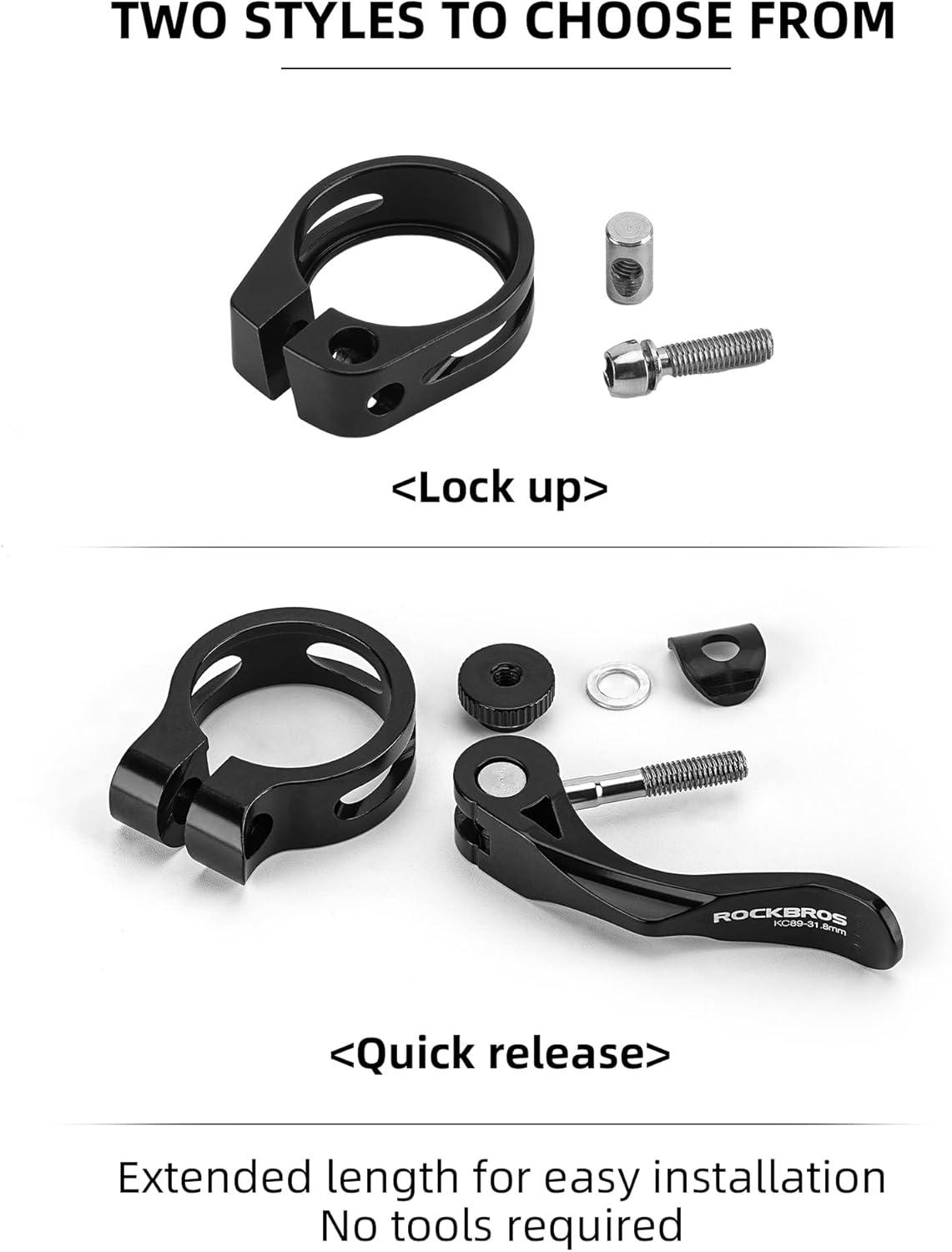 imageROCKBROS Bike Seat Post Clamp 318349mm Aluminum Tube Quick Release for 272286mm304318mm Mountain Road Seat Tube ClipQuick Release 318mm