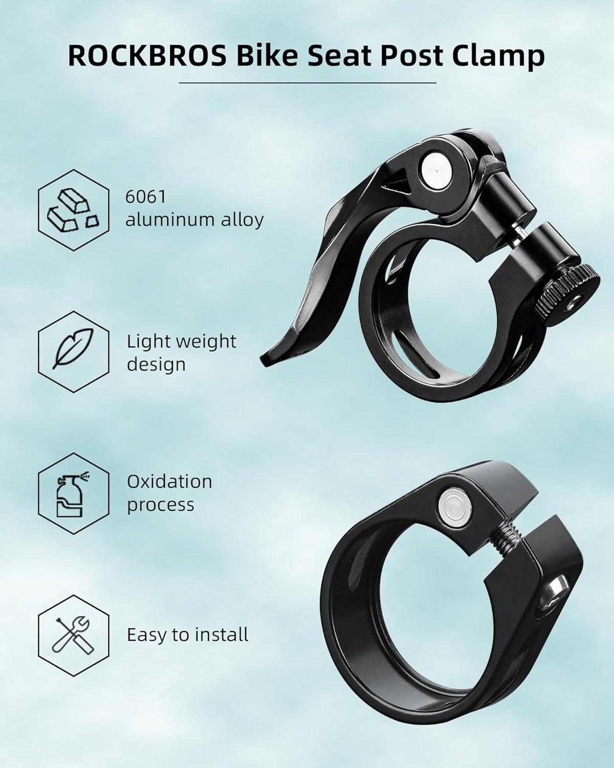 imageROCKBROS Bike Seat Post Clamp 318349mm Aluminum Tube Quick Release for 272286mm304318mm Mountain Road Seat Tube ClipQuick Release 349mm