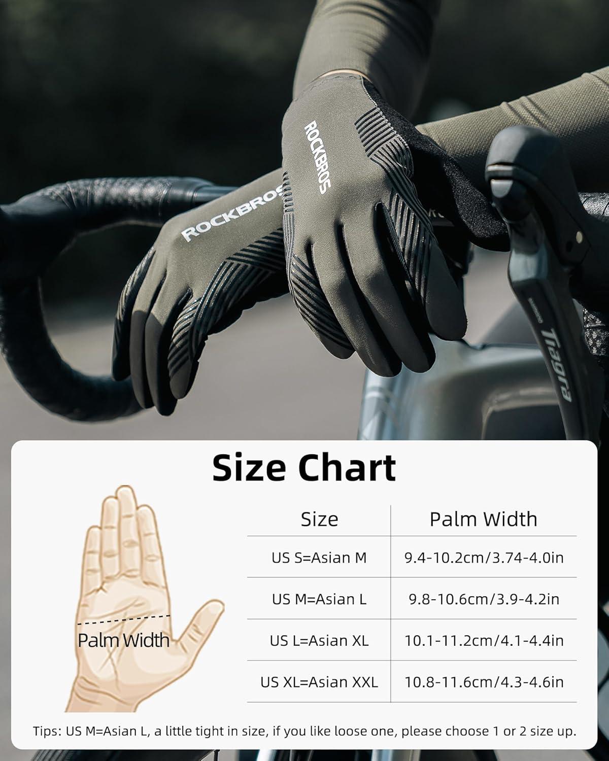 imageROCKBROS Cycling Gloves AntiSlip Full Finger MTB Road Bike Gloves for Riding Running Hiking Outdoor SportsUS LAsian XL