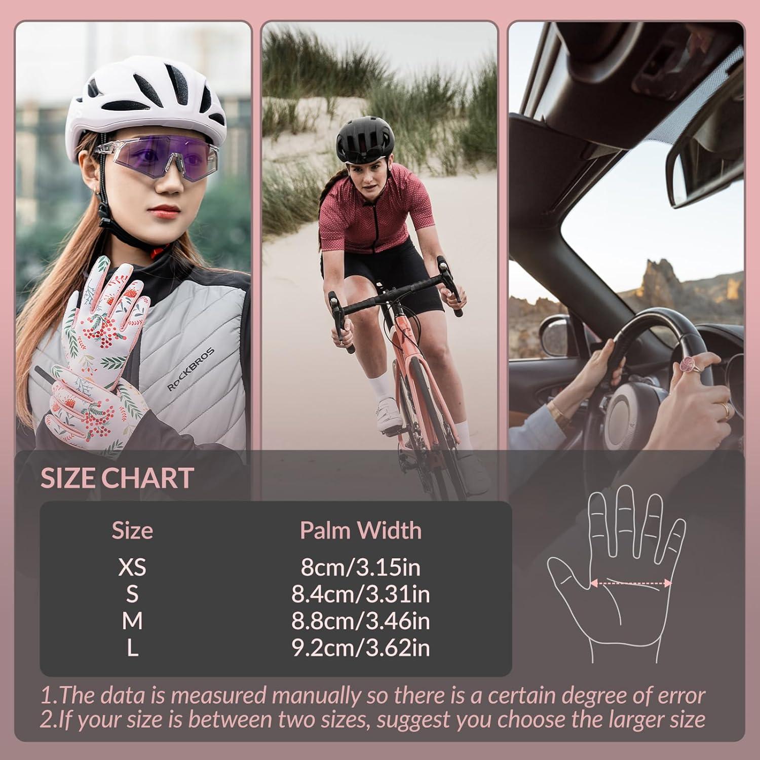 imageROCKBROS Cycling Gloves Bike Gloves Women Touchscreens Bicycle Gloves for Spring Summer AntiSlip Full Finger Cycling Gloves for Running Driving FishingSmall