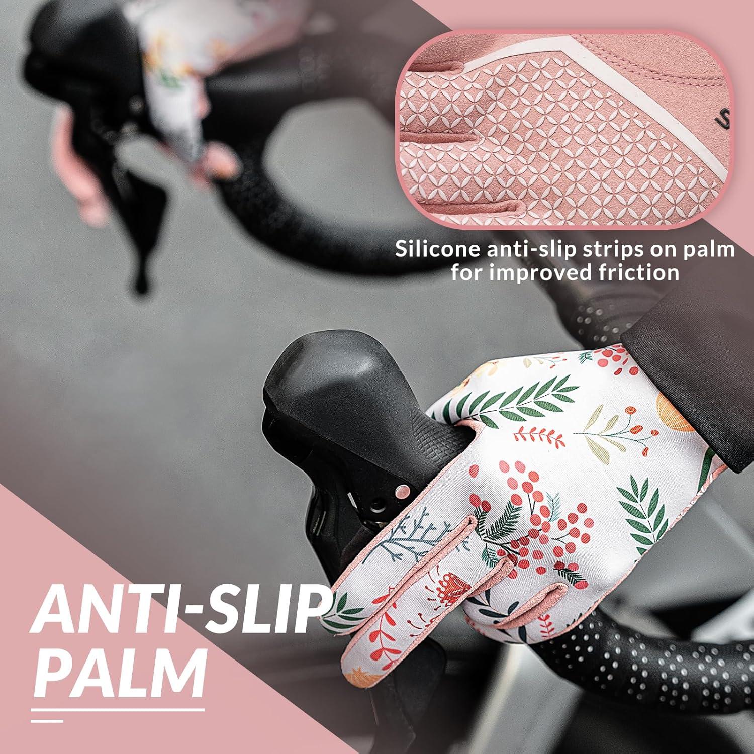 imageROCKBROS Cycling Gloves Bike Gloves Women Touchscreens Bicycle Gloves for Spring Summer AntiSlip Full Finger Cycling Gloves for Running Driving FishingLarge