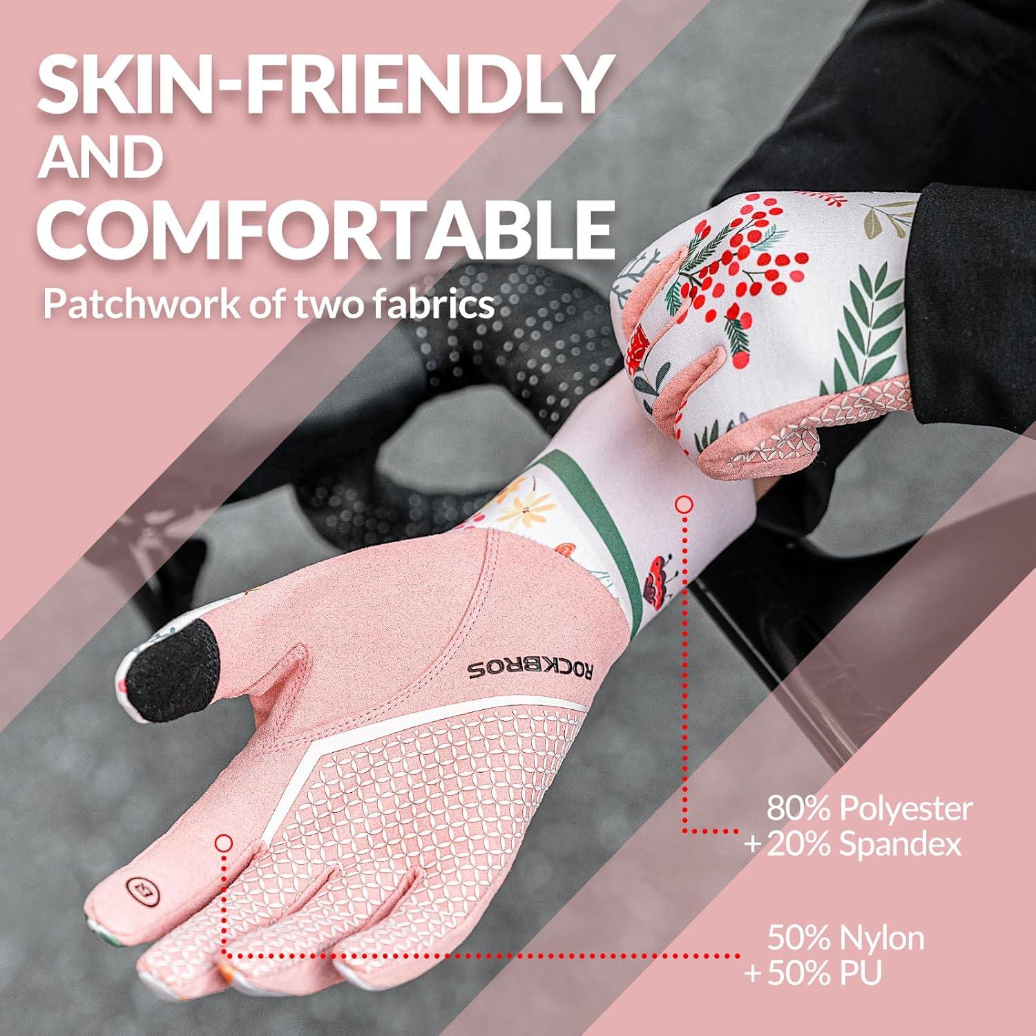 imageROCKBROS Cycling Gloves Bike Gloves Women Touchscreens Bicycle Gloves for Spring Summer AntiSlip Full Finger Cycling Gloves for Running Driving FishingSmall