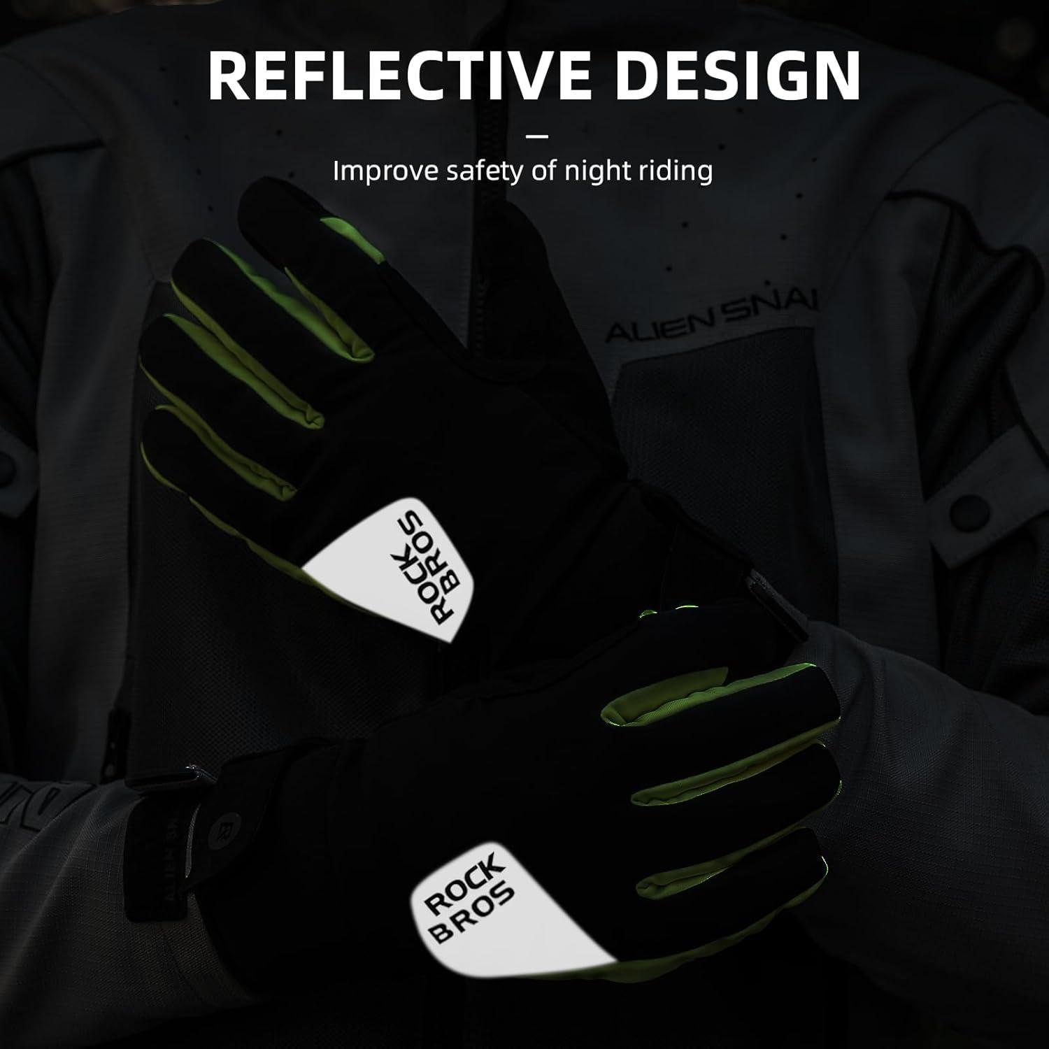 imageROCKBROS Cycling Gloves Windproof Winter Gloves for Men Women Padded Bike Gloves Thermal Gloves for Cycling Running Driving in Cold WeatherMedium