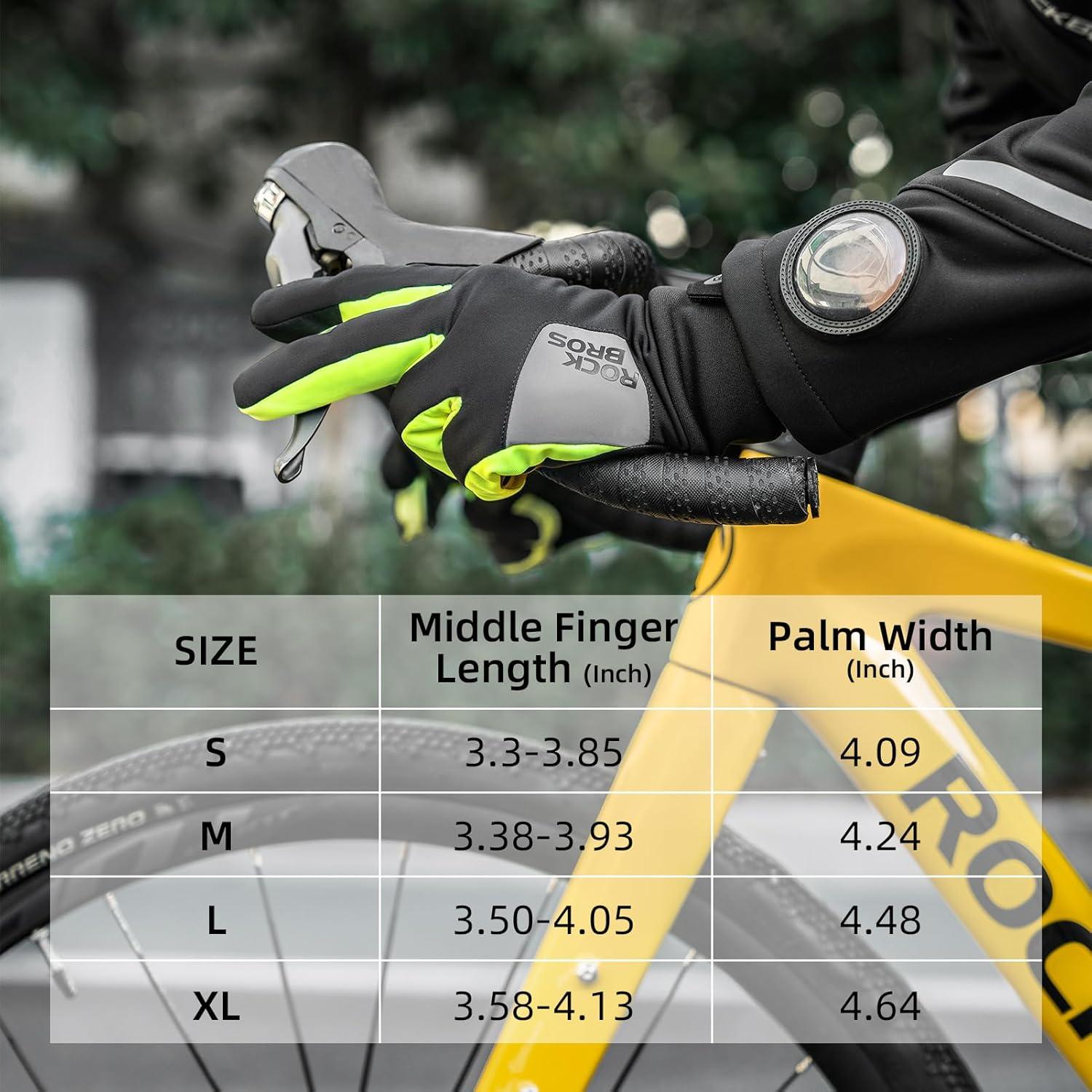 imageROCKBROS Cycling Gloves Windproof Winter Gloves for Men Women Padded Bike Gloves Thermal Gloves for Cycling Running Driving in Cold WeatherMedium