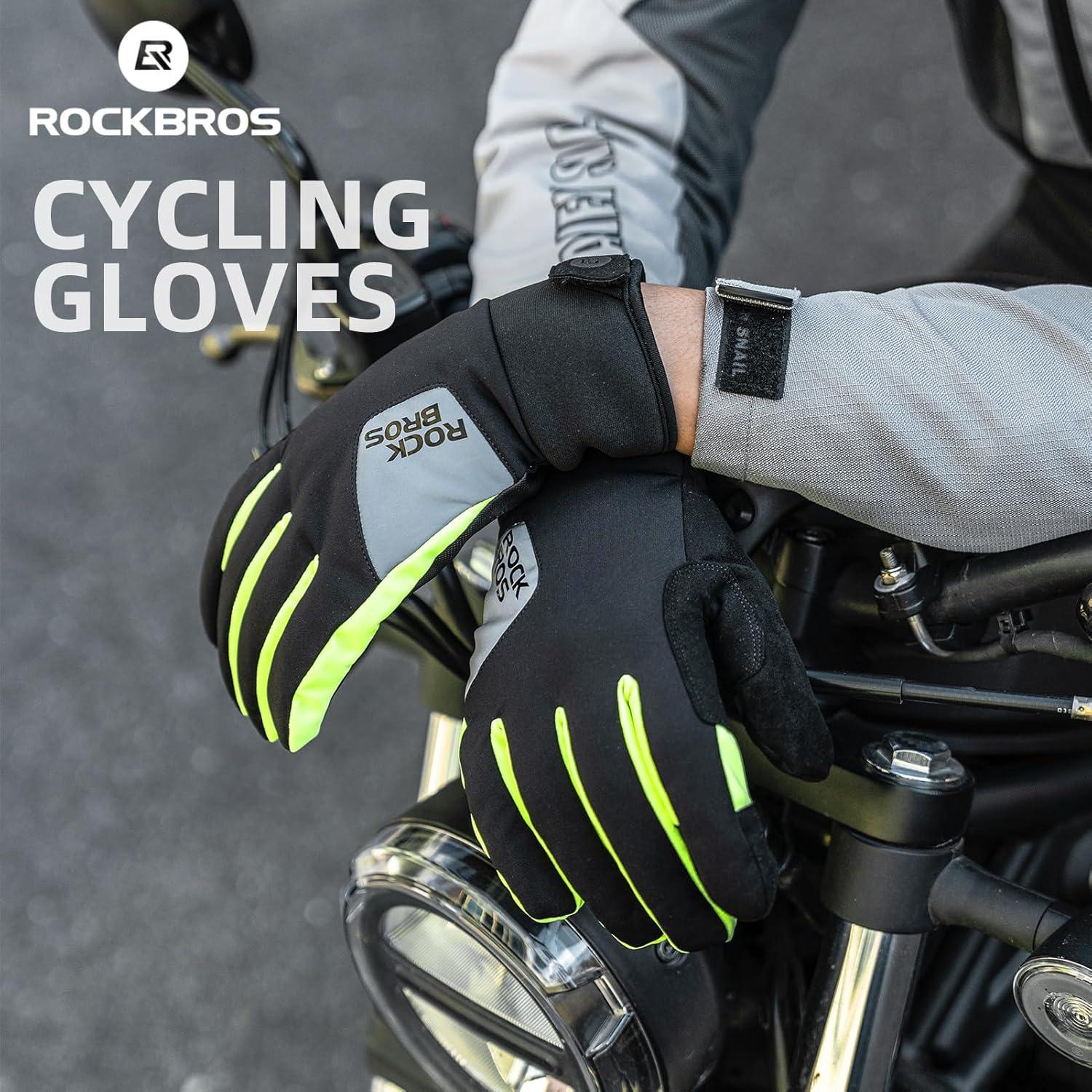 imageROCKBROS Cycling Gloves Windproof Winter Gloves for Men Women Padded Bike Gloves Thermal Gloves for Cycling Running Driving in Cold WeatherXLarge