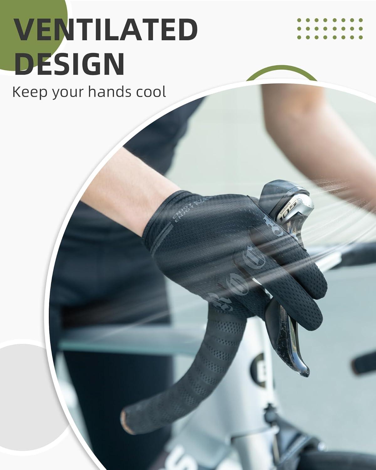imageROCKBROS Cycling Gloves for Men Breathable Touchscreen Mountain Bike GlovesBlack