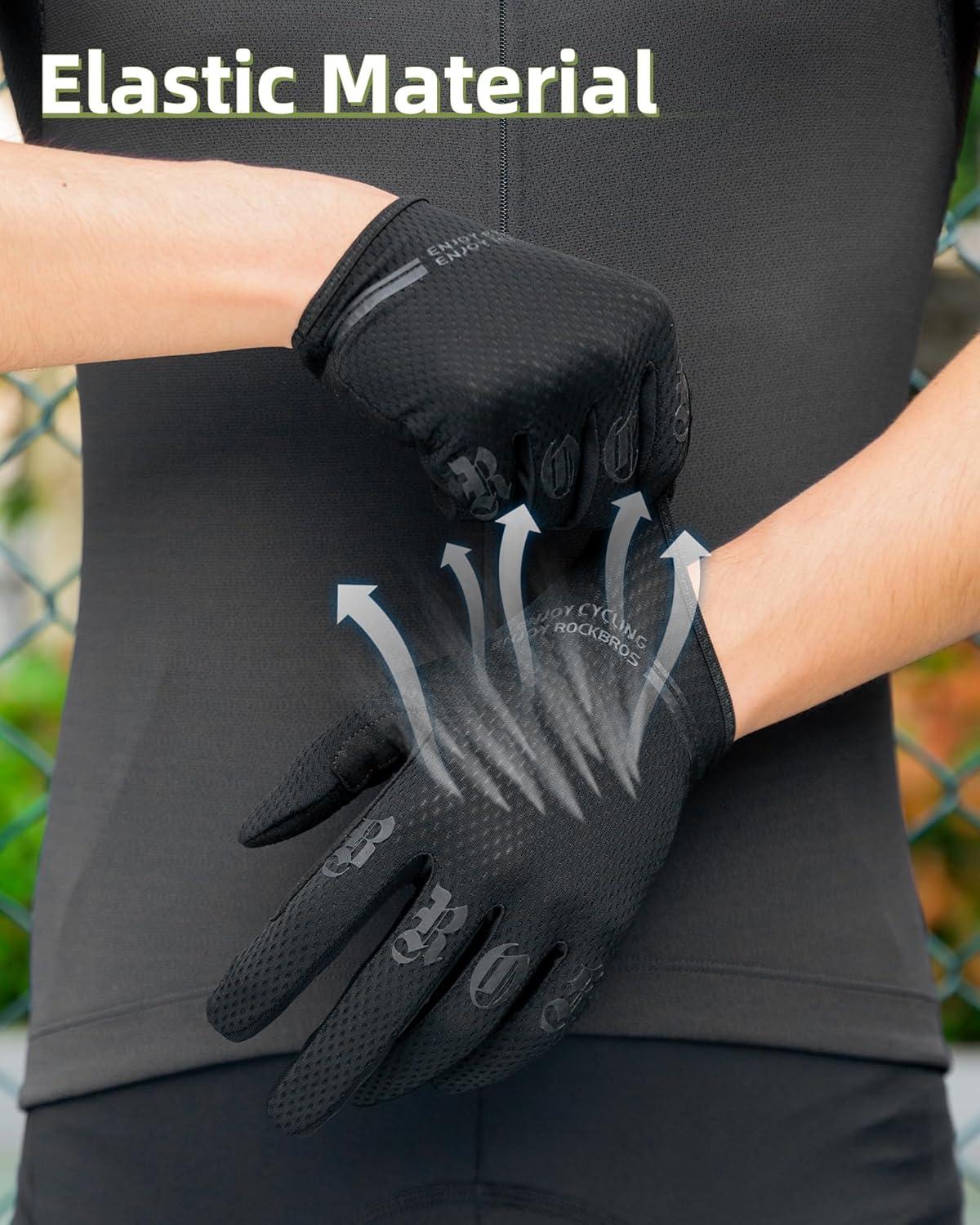 imageROCKBROS Cycling Gloves for Men Breathable Touchscreen Mountain Bike GlovesBlack
