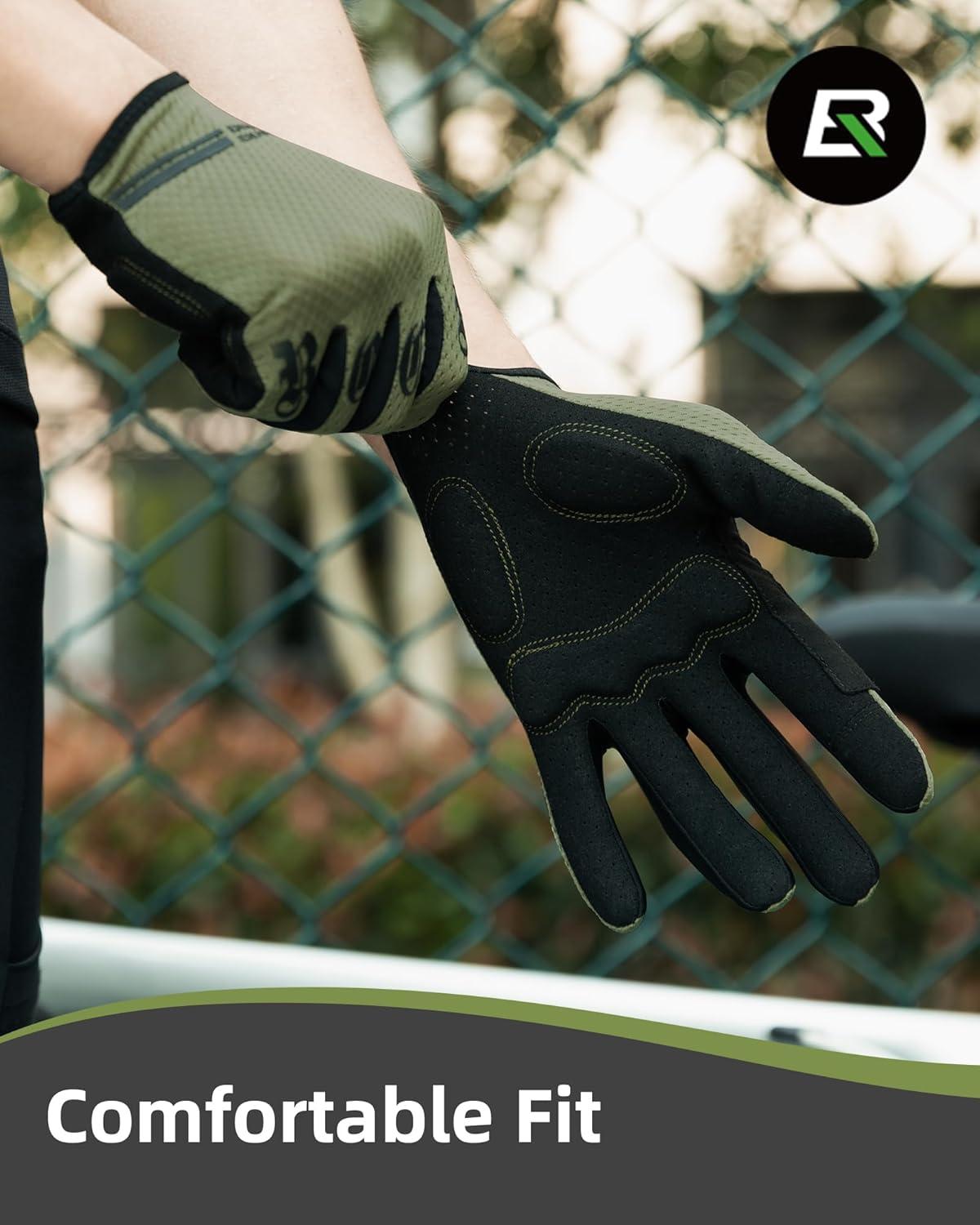 imageROCKBROS Cycling Gloves for Men Breathable Touchscreen Mountain Bike GlovesBlack Green
