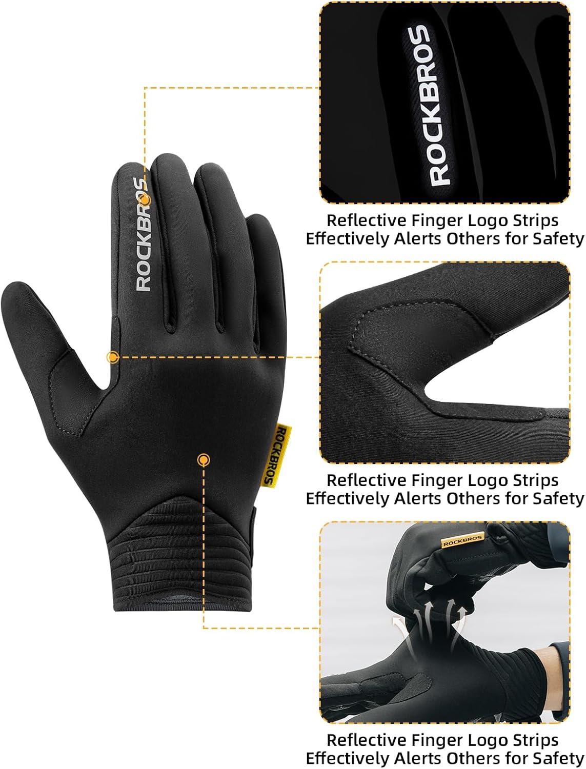 imageROCKBROS Cycling Gloves for Men Women Cold Weather Touchscreen Motorcycle Mountain Bike Gloves Full Finger Bike Gloves SBR Pad Biking Gloves for Men Bicycle GlovesUS XSAsian S
