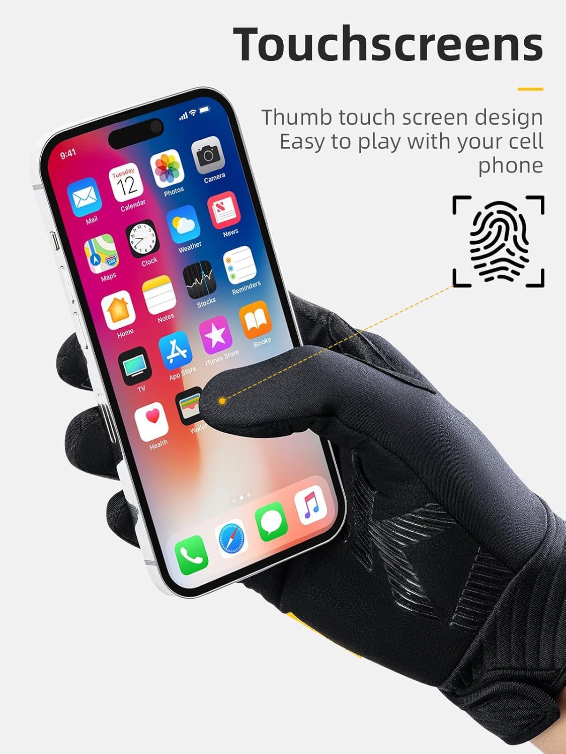 imageROCKBROS Cycling Gloves for Men Women Cold Weather Touchscreen Motorcycle Mountain Bike Gloves Full Finger Bike Gloves SBR Pad Biking Gloves for Men Bicycle GlovesUS XSAsian S
