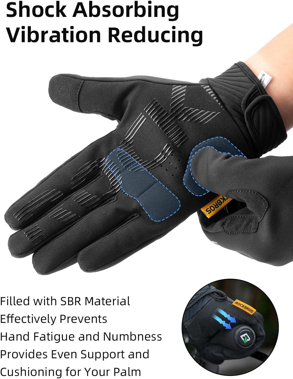 imageROCKBROS Cycling Gloves for Men Women Cold Weather Touchscreen Motorcycle Mountain Bike Gloves Full Finger Bike Gloves SBR Pad Biking Gloves for Men Bicycle GlovesUS XSAsian S