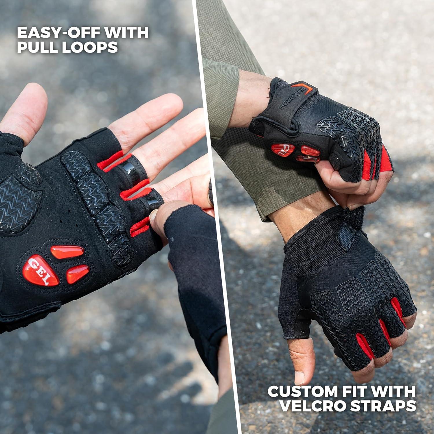 imageROCKBROS Cycling Gloves for Men Women with AntiSlip ShockAbsorbing Pad Fingerless Bike Gloves Light Weight Breathable Biking GlovesHalf Gray