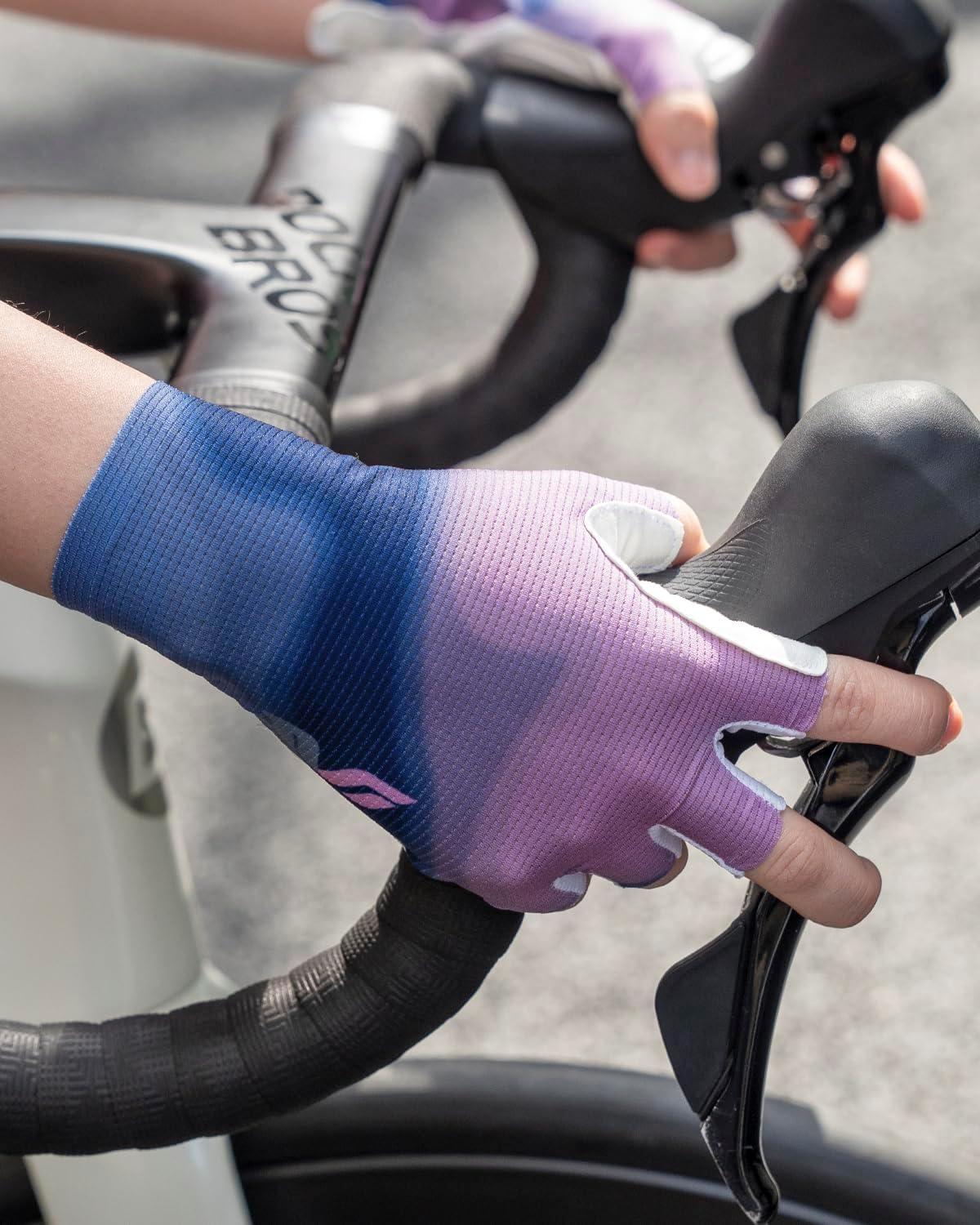 imageROCKBROS Cycling Gloves for Women Cycling Fingerless Mountain Bike Gloves Sun Gloves Breathable ShockAbsorbing NonSlippurple