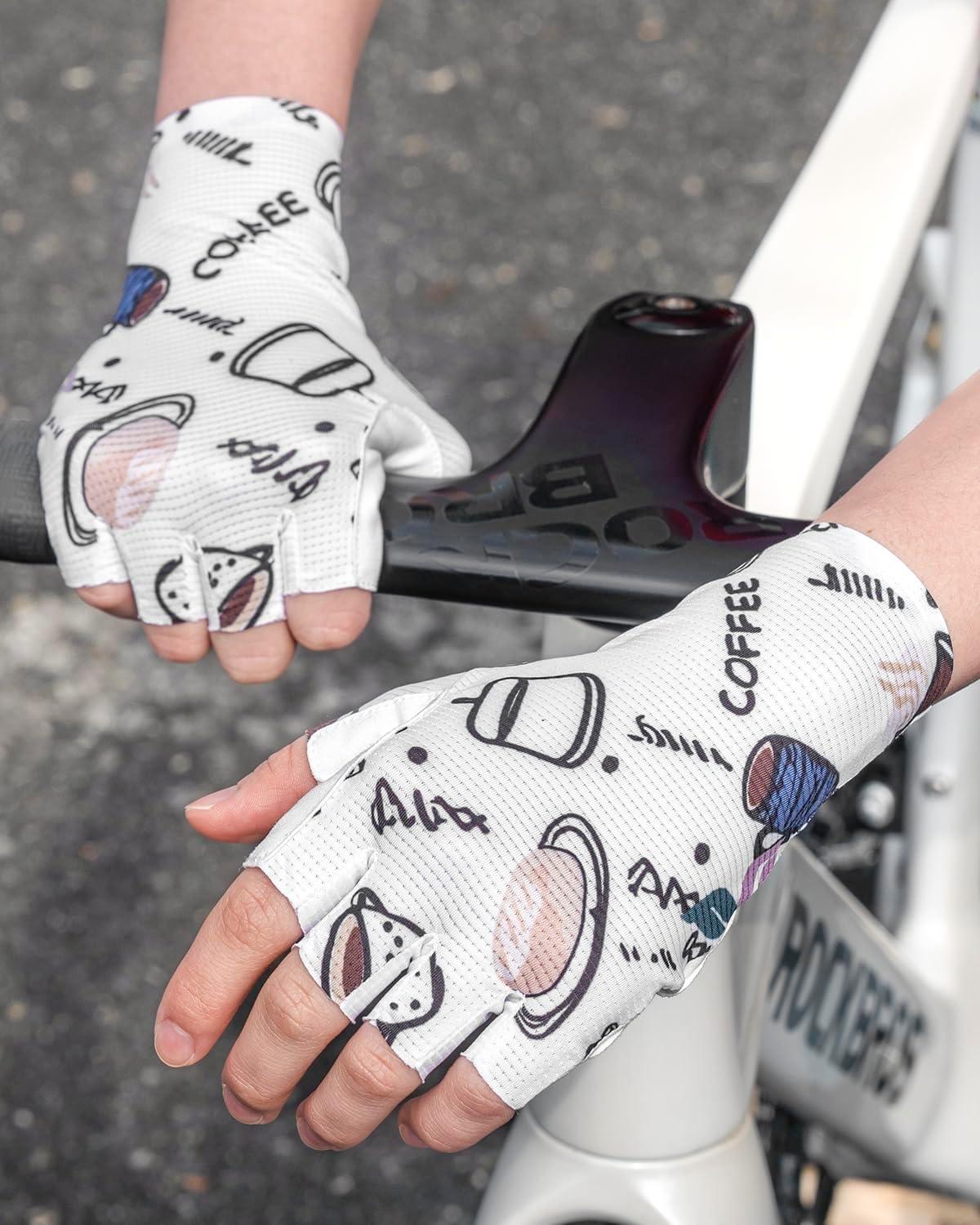 imageROCKBROS Cycling Gloves for Women Cycling Fingerless Mountain Bike Gloves Sun Gloves Breathable ShockAbsorbing NonSlipwhite