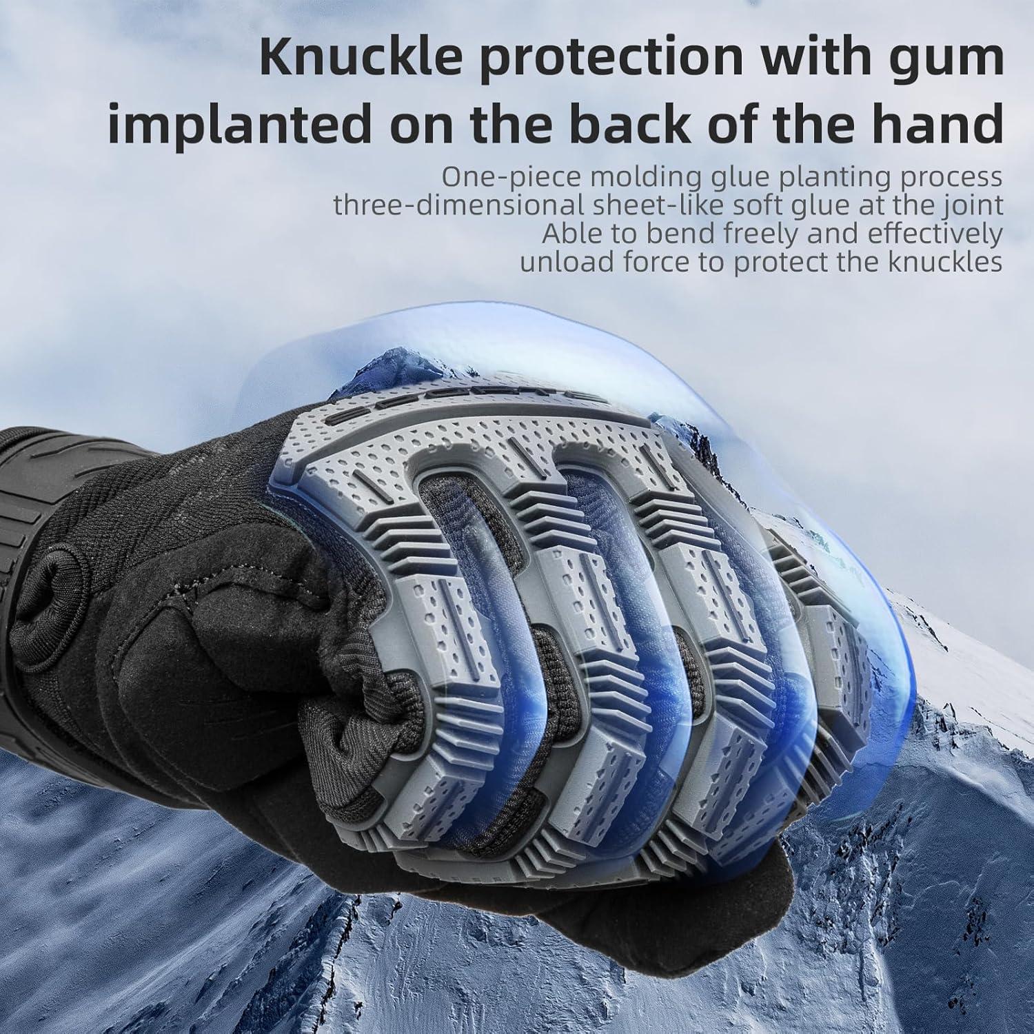 imageROCKBROS Motorcycle Gloves Mountain Bike Gloves Thermal Touchscreen for Men Women Full Finger Windproof with 6MM Gel Pad Palm Padding MTB Gloves for Dirt Bike Climbing RacingSkiingWork