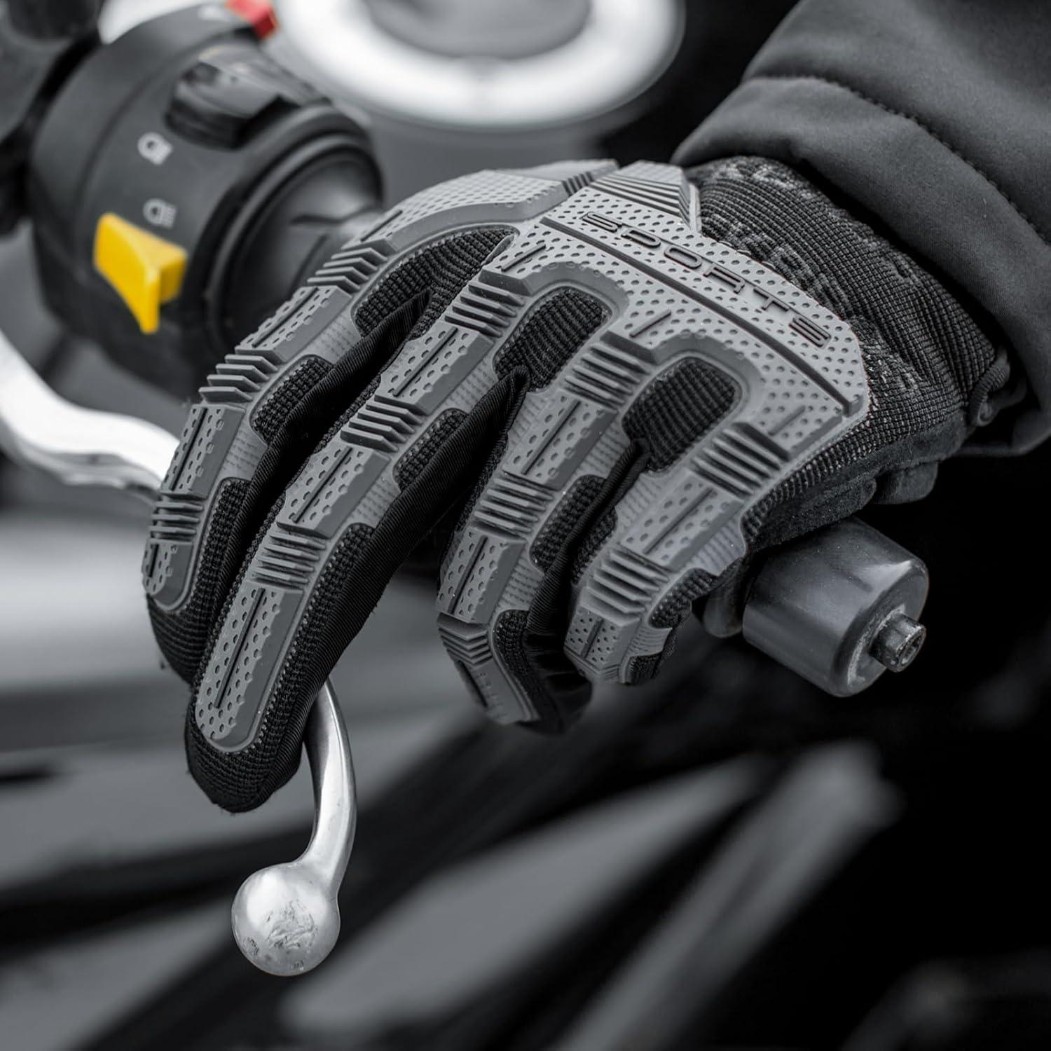 imageROCKBROS Motorcycle Gloves Mountain Bike Gloves Thermal Touchscreen for Men Women Full Finger Windproof with 6MM Gel Pad Palm Padding MTB Gloves for Dirt Bike Climbing RacingSkiingWork