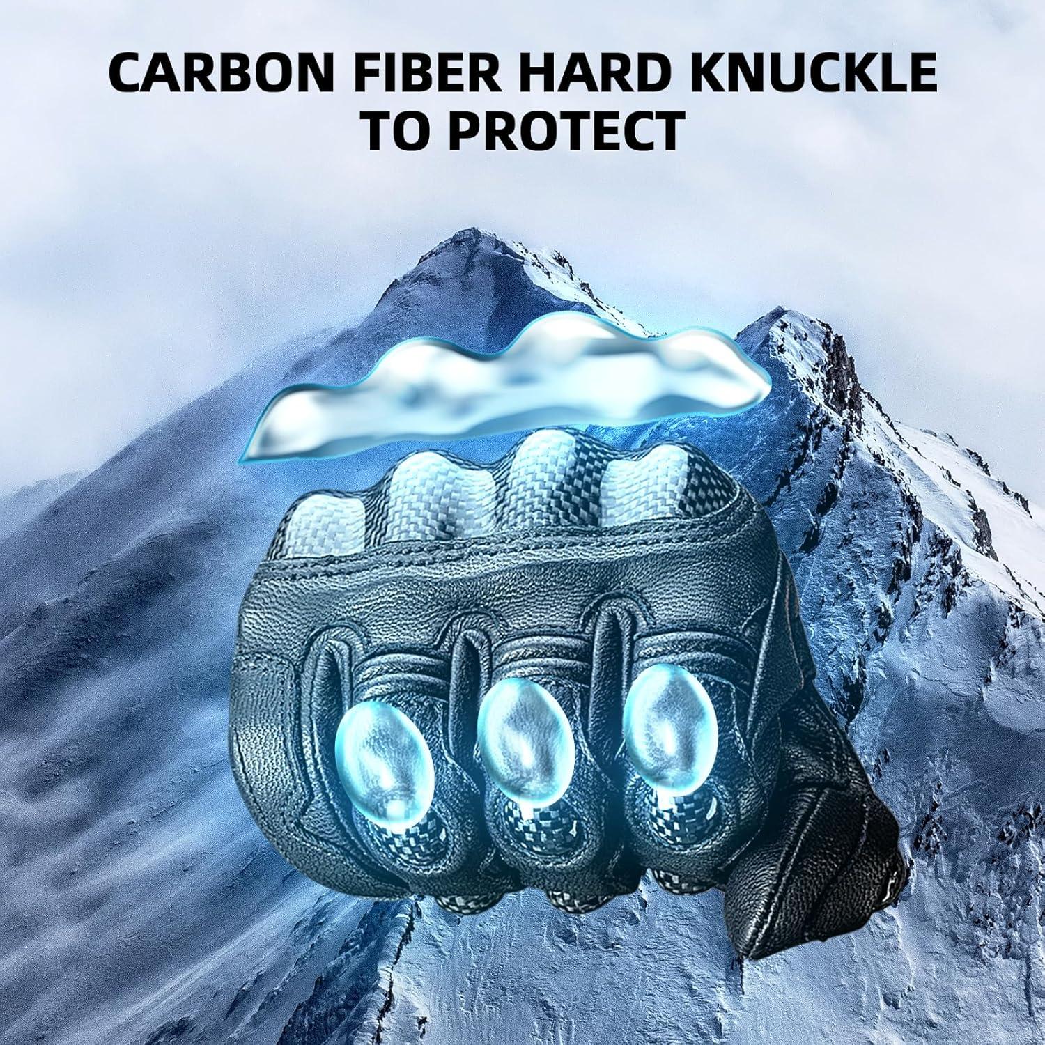 imageROCKBROS Motorcycle Gloves amp Mountain Bike Gloves for Men Women Windproof Touchscreen Shock and Abrasion Resistant Carbon Fiber Hard MTB Gloves for Dirt Bike Climbing RacingSkiingWork