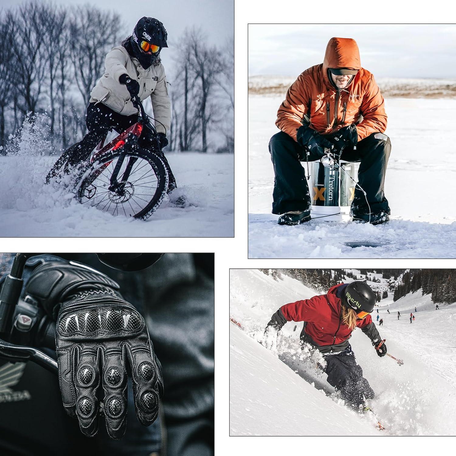 imageROCKBROS Motorcycle Gloves amp Mountain Bike Gloves for Men Women Windproof Touchscreen Shock and Abrasion Resistant Carbon Fiber Hard MTB Gloves for Dirt Bike Climbing RacingSkiingWork