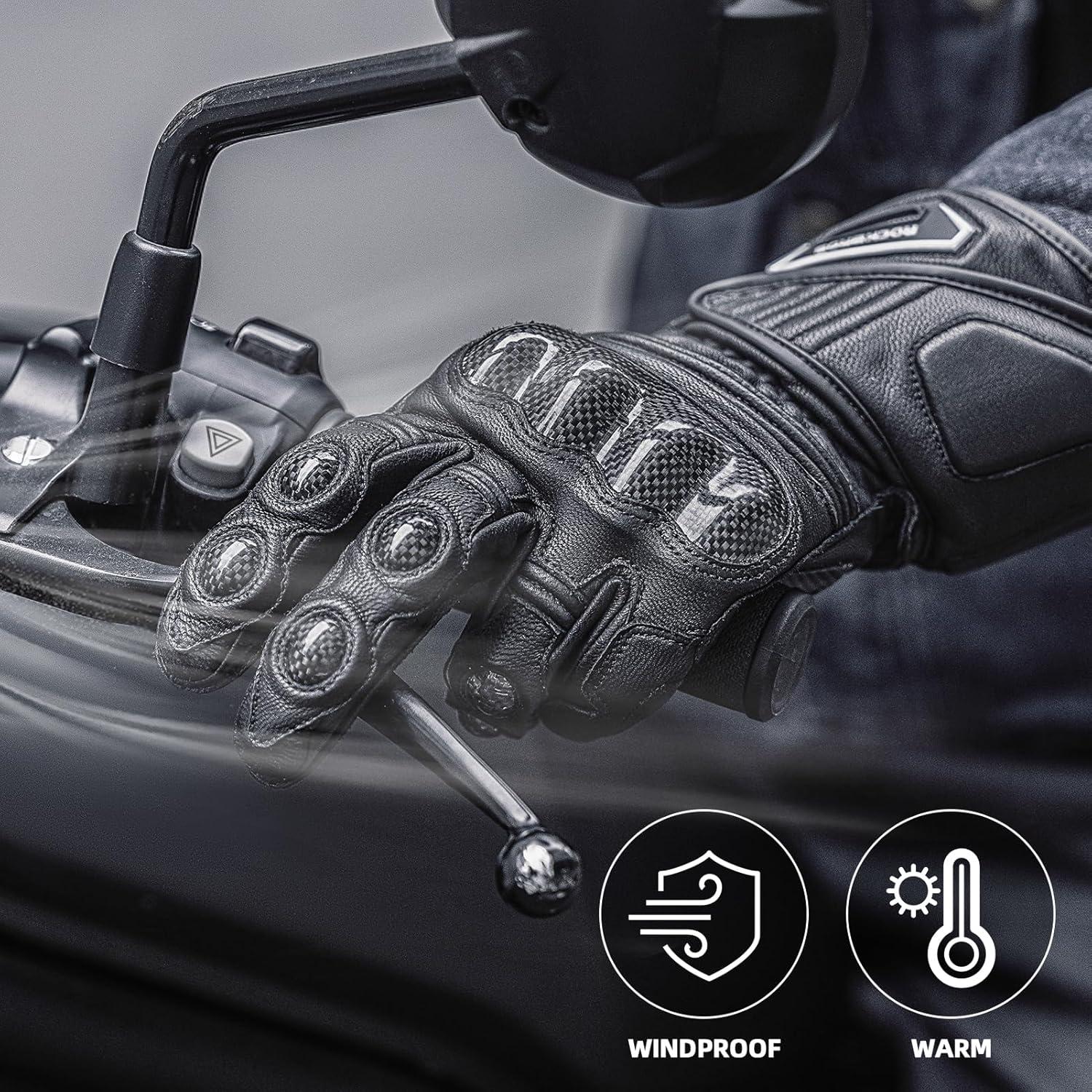 imageROCKBROS Motorcycle Gloves amp Mountain Bike Gloves for Men Women Windproof Touchscreen Shock and Abrasion Resistant Carbon Fiber Hard MTB Gloves for Dirt Bike Climbing RacingSkiingWork