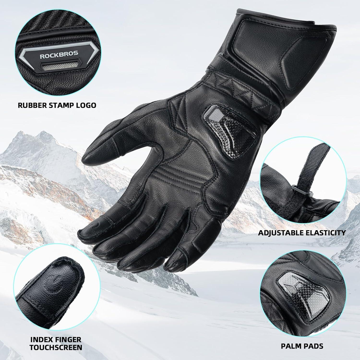 imageROCKBROS Motorcycle Gloves amp Mountain Bike Gloves for Men Women Windproof Touchscreen Shock and Abrasion Resistant Carbon Fiber Hard MTB Gloves for Dirt Bike Climbing RacingSkiingWork
