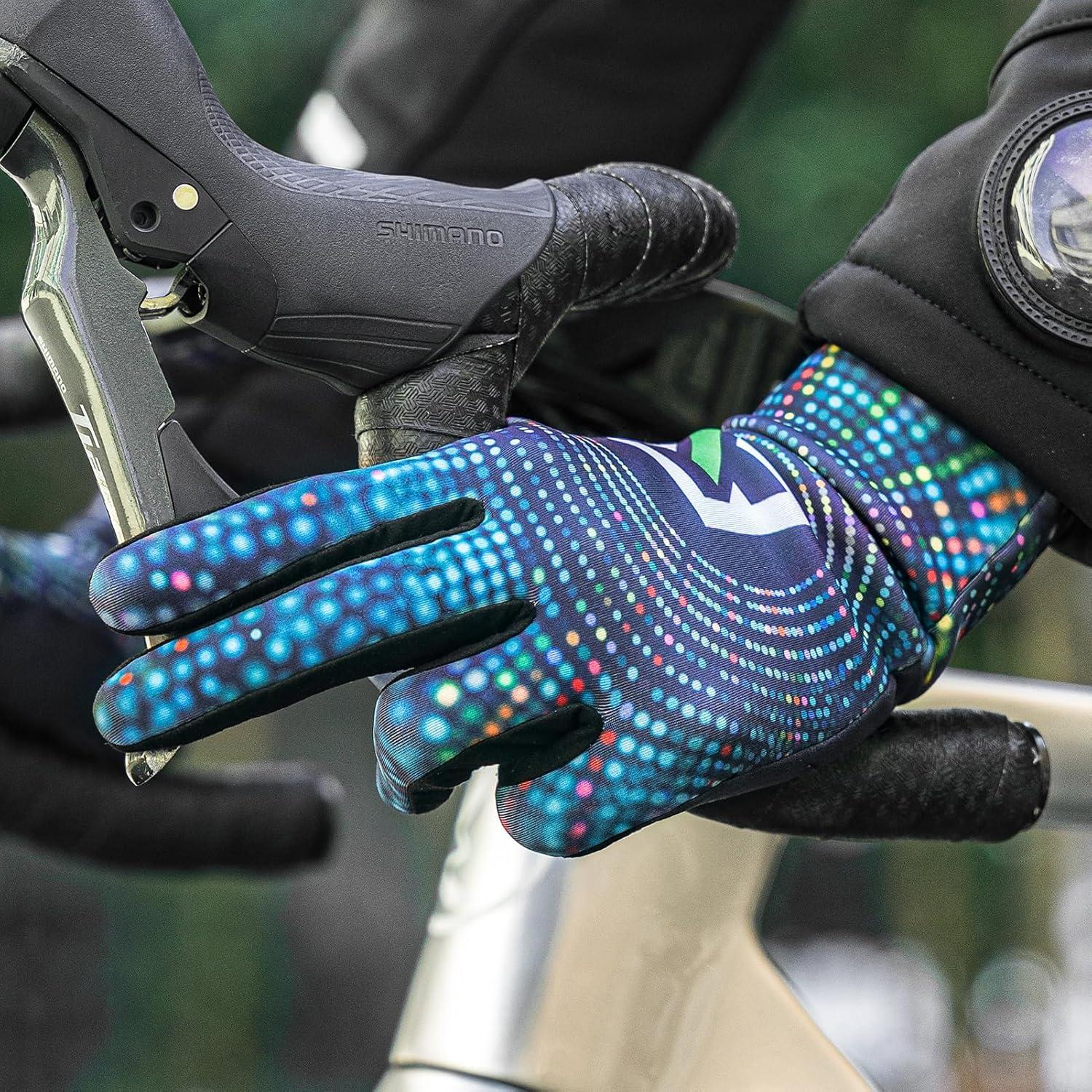 imageROCKBROS Winter Cycling Gloves Winter Bike Gloves with Full Finger Windproof AntiSlip Thermal Gloves for CyclingBikingRunning Blue