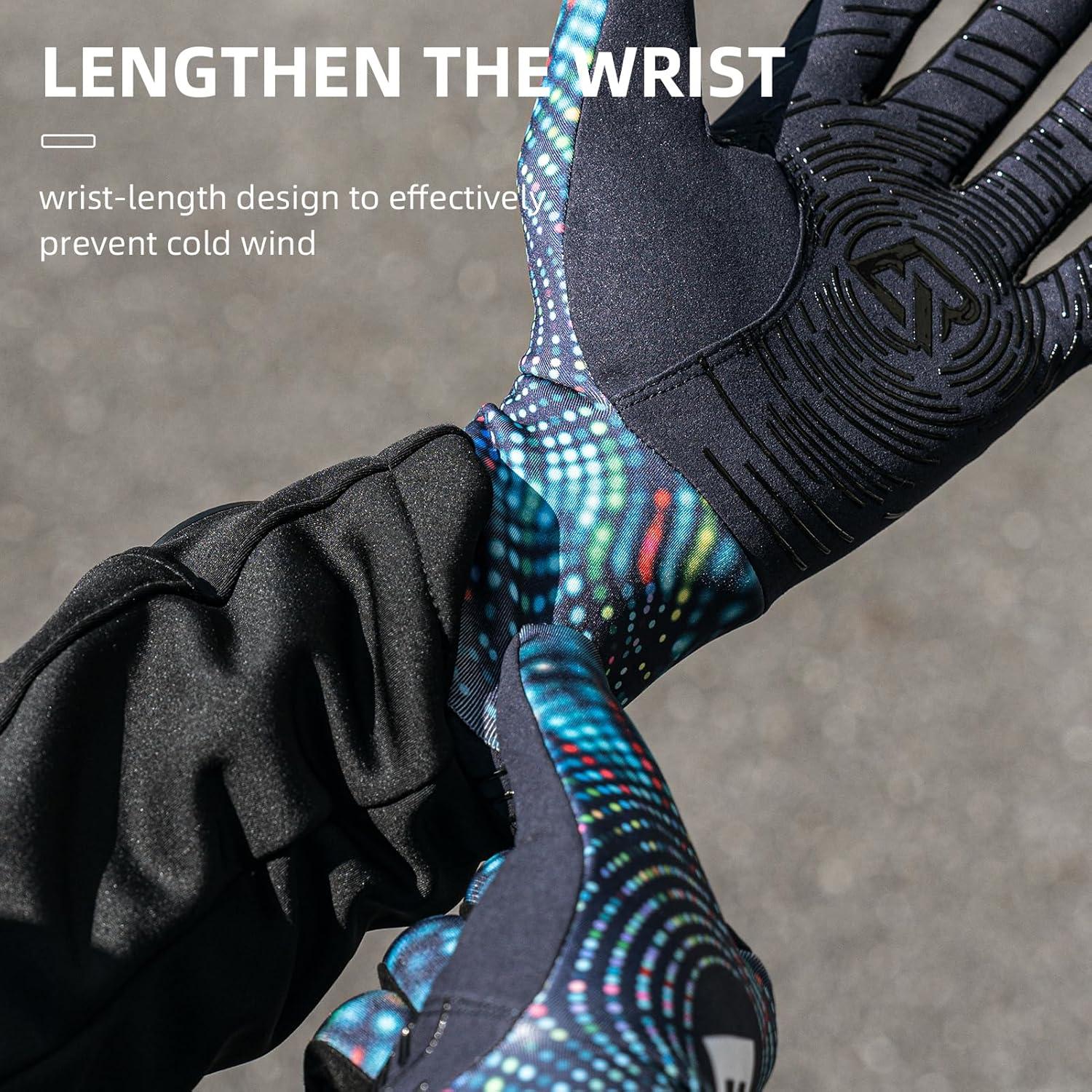 imageROCKBROS Winter Cycling Gloves Winter Bike Gloves with Full Finger Windproof AntiSlip Thermal Gloves for CyclingBikingRunning Blue