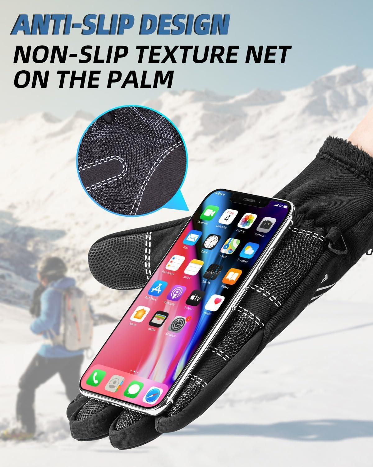 imageROCKBROS Winter Cycling Gloves for Men Women Water Resistant Touch Screen Gloves ShockAbsorbing Full Finger Biking Glove AntiSlip Motorcycle Mountain Bike Gloves for Fishing Driving Golfing
