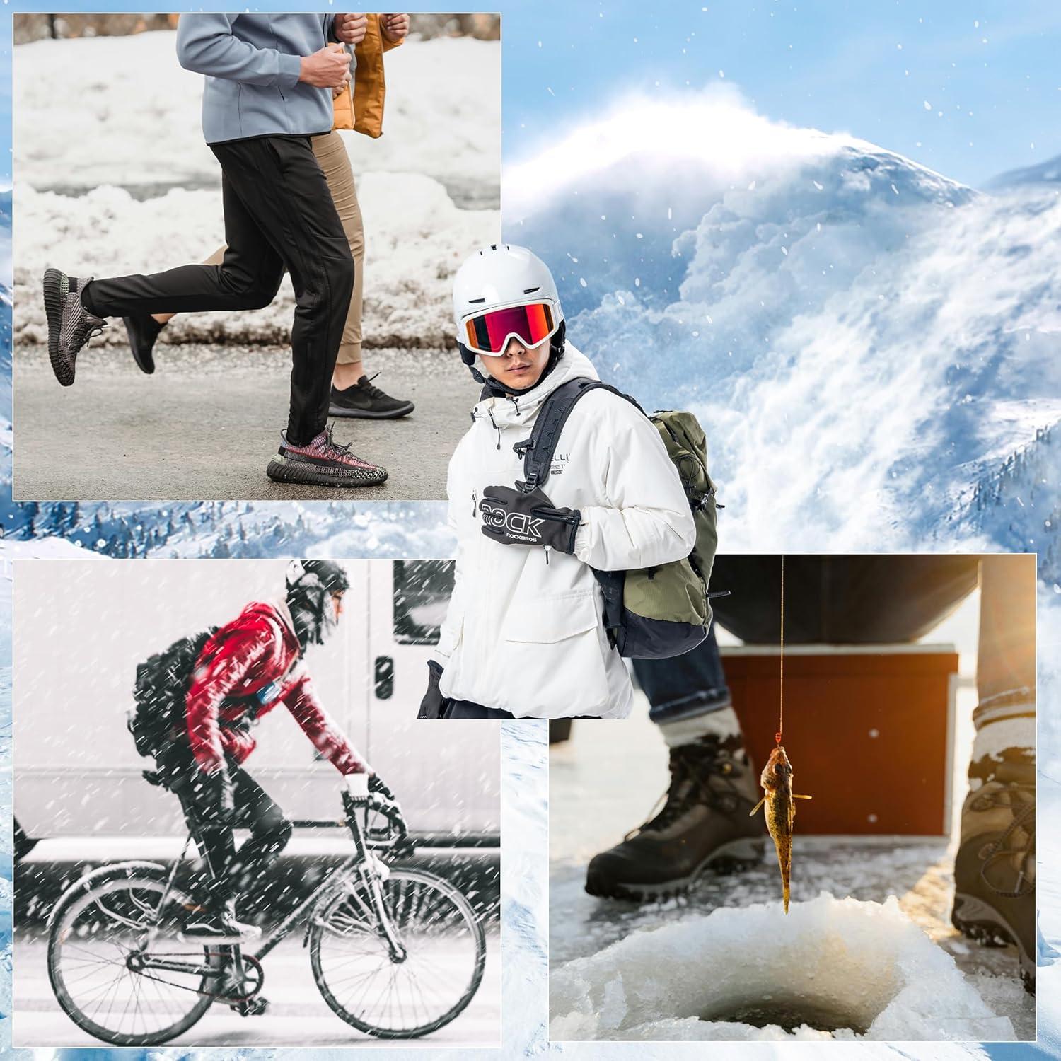 imageROCKBROS Winter Cycling Gloves for Men Women Water Resistant Touch Screen Gloves ShockAbsorbing Full Finger Biking Glove AntiSlip Motorcycle Mountain Bike Gloves for Fishing Driving Golfing